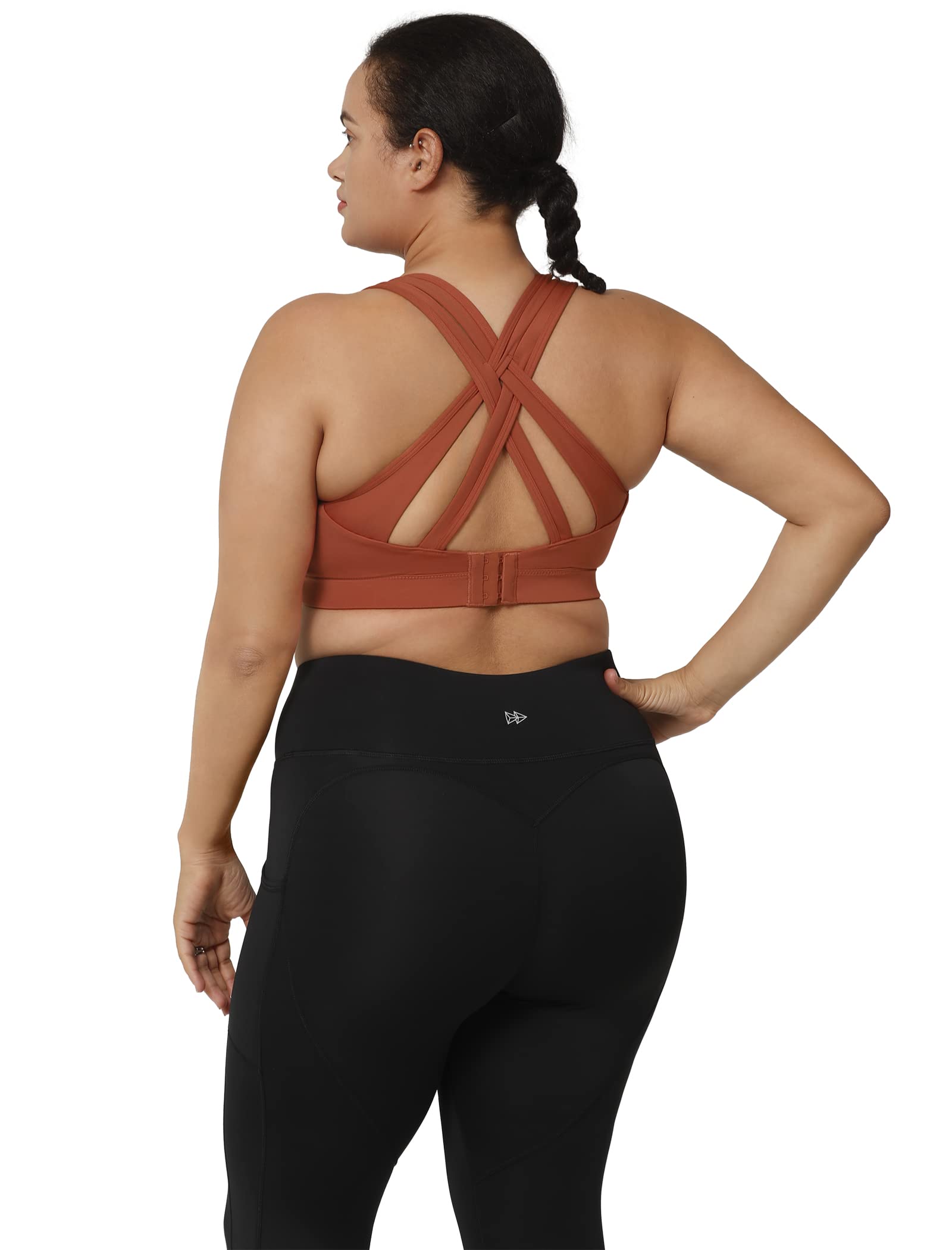 Yvette Women's High Impact Sports Bra - Criss Cross Back Supportive Running Bra for Plus Size - Perfect for Gym, Workout & Active Lifestyle