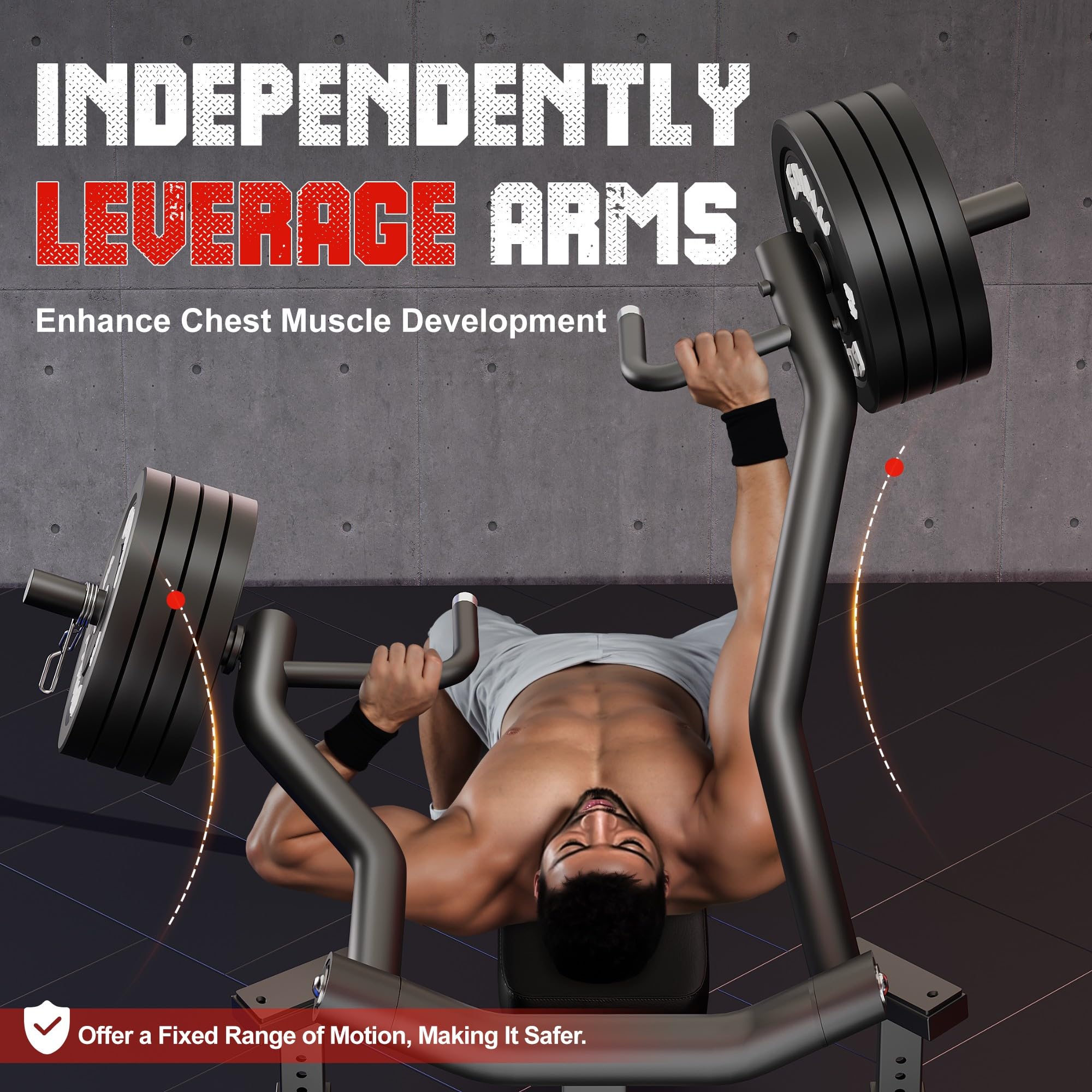 Adjustable Flat Incline Chest Press Machine with Independent Converging Arms - Home Gym Equipment for Chest & Ab Workouts | Perfect for Strength Training & Muscle Building at Home