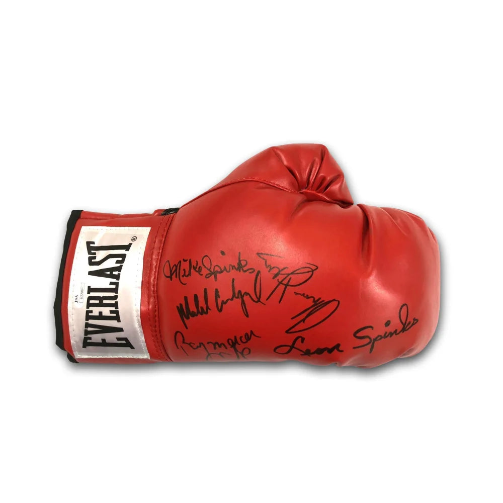 Authentic Multi-Signed Boxing Glove with Hearns, Spinks, Carbajal & Mercer Autographs - JSA Certified - Perfect for Sports Memorabilia Collectors & Boxing Fans Display