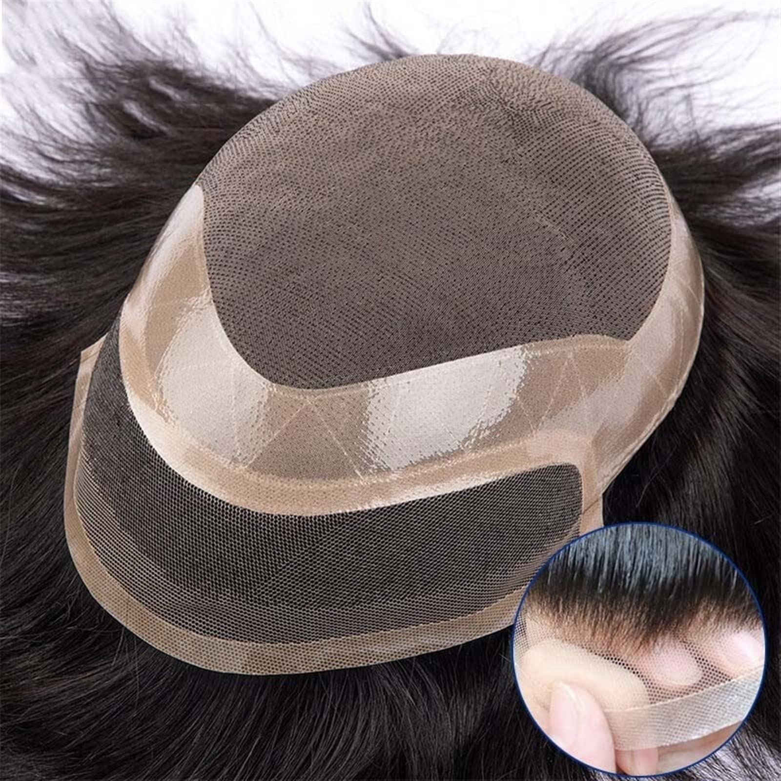 Premium 120% Density Human Hair Toupee for Men - French Lace Front & Mono Top with NPU Perimeter - 30mm Wave Natural Black (1B) Hair Replacement System - Perfect for Daily Wear, Special Occasions & Hair Loss Solutions