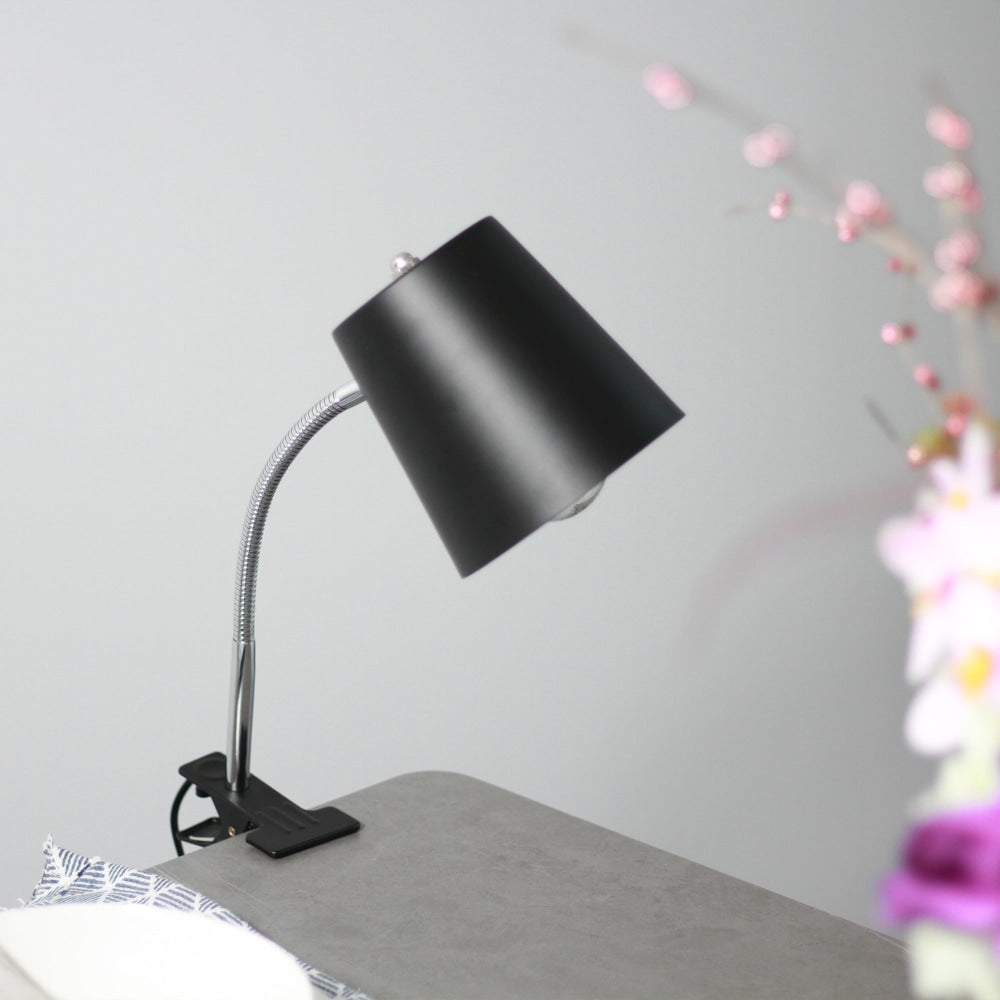 Modern Scandinavian Clip Table Lamp - Anne Black Minimalist Design for Bedroom, Office, and Study Room Lighting