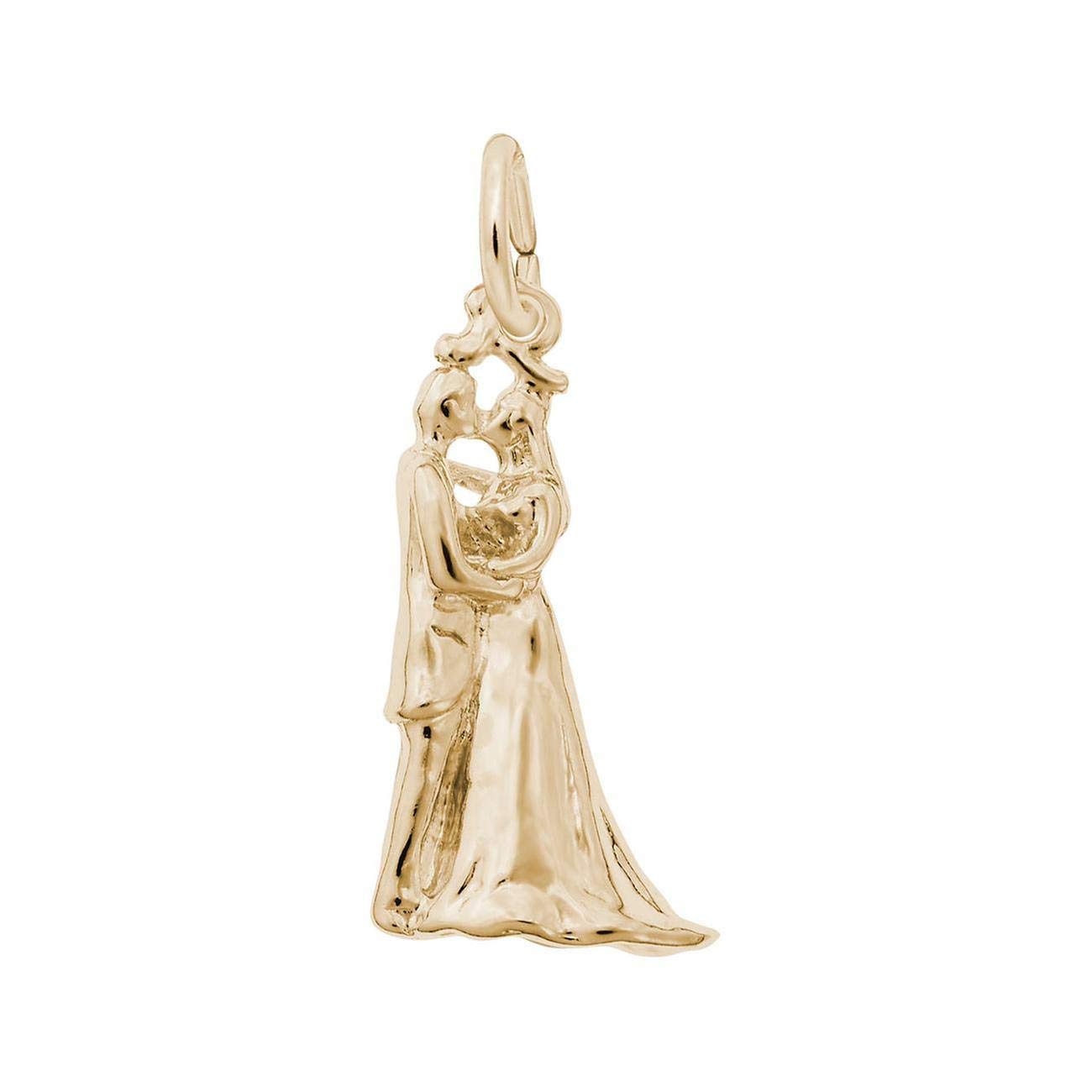 14K Yellow Gold Bride and Groom Couple Charm Pendant - Perfect for Wedding Gifts, Anniversary Jewelry, and Romantic Keepsakes