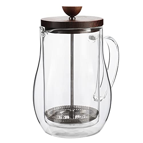 Double Wall Glass Coffee Pot - 600ML Heat-Resistant Espresso Maker & Tea Press Bottle for Home, Office, Camping - Durable French Press Coffee Maker with Filter for Perfect Brewing