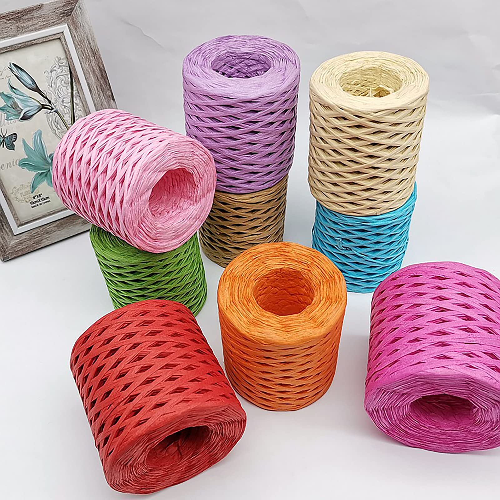 Natural Raffia Yarn Roll - Decorative Gift Wrapping Ribbon, Straw Packaging Paper Twine for DIY Crafts, Gift Boxes & Party Decor (Khaki) - Perfect for Rustic Weddings, Handmade Cards & Eco-Friendly Packaging