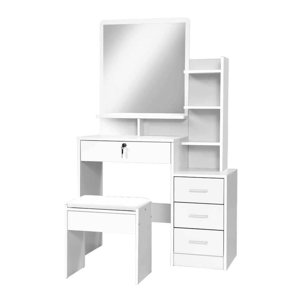 Vanity Mirror Stool with Jewelry Storage & Makeup Organizer Drawers - Perfect for Bedroom, Dressing Room & Beauty Salon