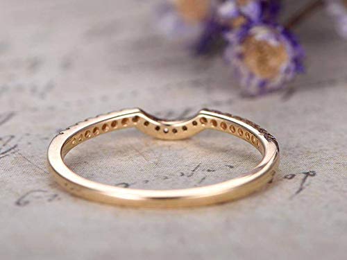 0.25 Carat Diamond Wedding Band - Curved U-Shaped Anniversary Ring in Antique Style with 18k Gold Plating - Perfect for Bridal Jewelry, Engagement Gifts & Romantic Occasions