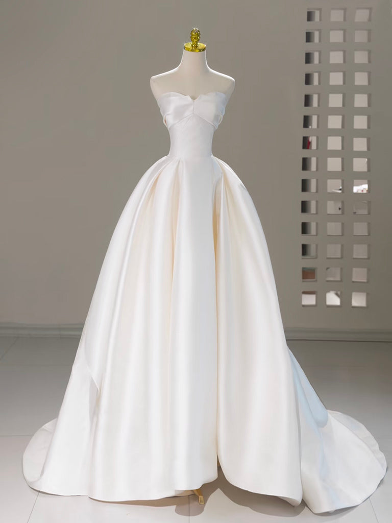 Elegant A-Line Sweetheart Neck Satin Beige Long Prom Dress - Formal Evening Gown for Homecoming, Wedding, Quinceañera & Special Occasions