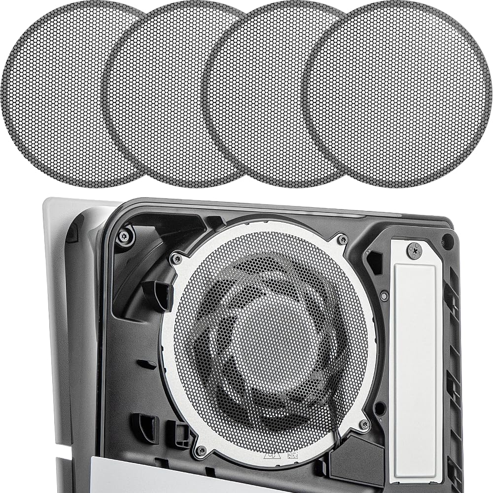 4 Pack Dust Filter for PS5 Slim Heatsink Fan - Dust Cover with Cooling Vents | Compatible with PS5 Slim Console | Prevent Dust & Improve Airflow | Perfect for Gaming Setup & Home Entertainment System
