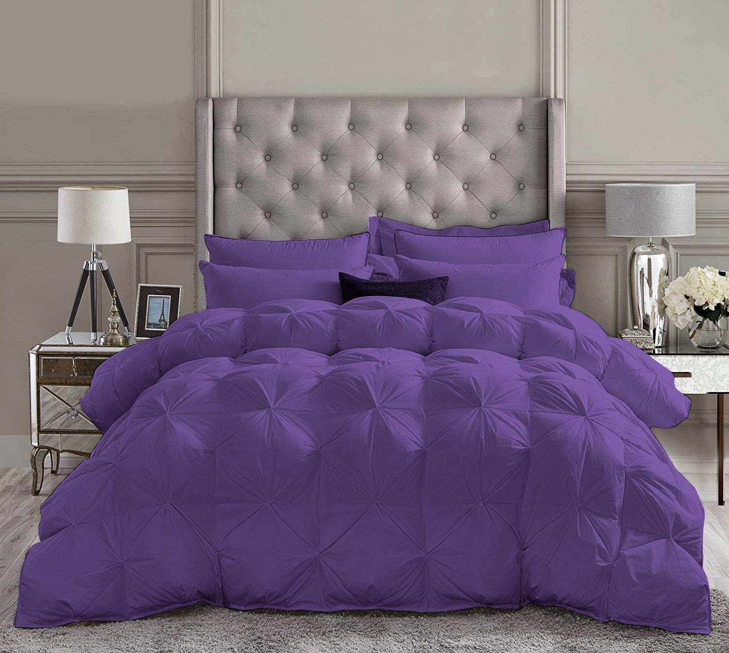 Premium 500 GSM Eggplant Purple Twin Size Comforter Set - Soft Egyptian Cotton Duvet Insert (68x88 Inches) with 4 Pillow Cases | Luxury Bedding for Cozy Bedrooms & Guest Rooms