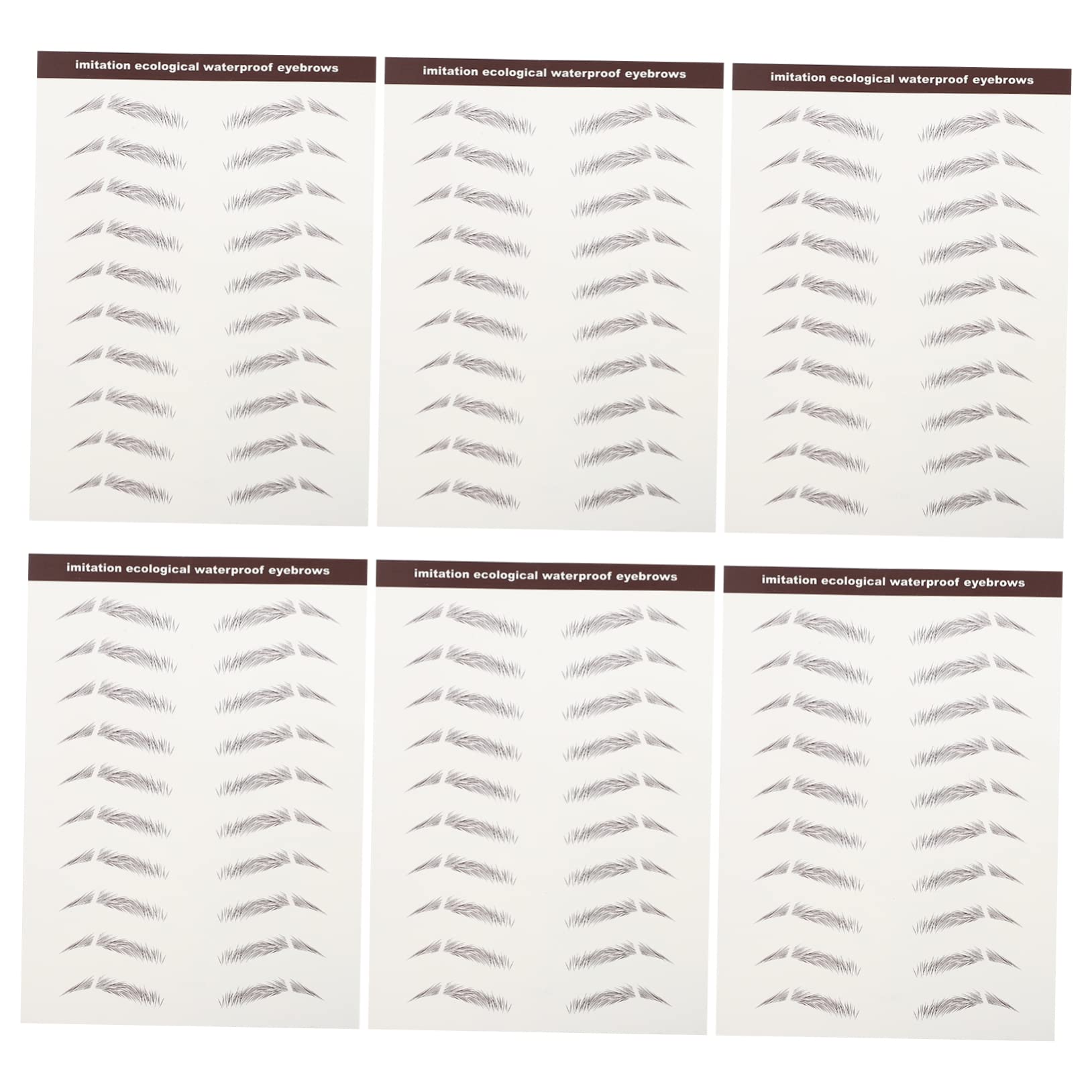 Lurrose 6pcs Black Eyebrow Stickers - Natural Fake Eyebrow Tattoo Stickers for Makeup, Easy to Apply & Waterproof - Perfect for Daily Use, Cosplay, and Special Events