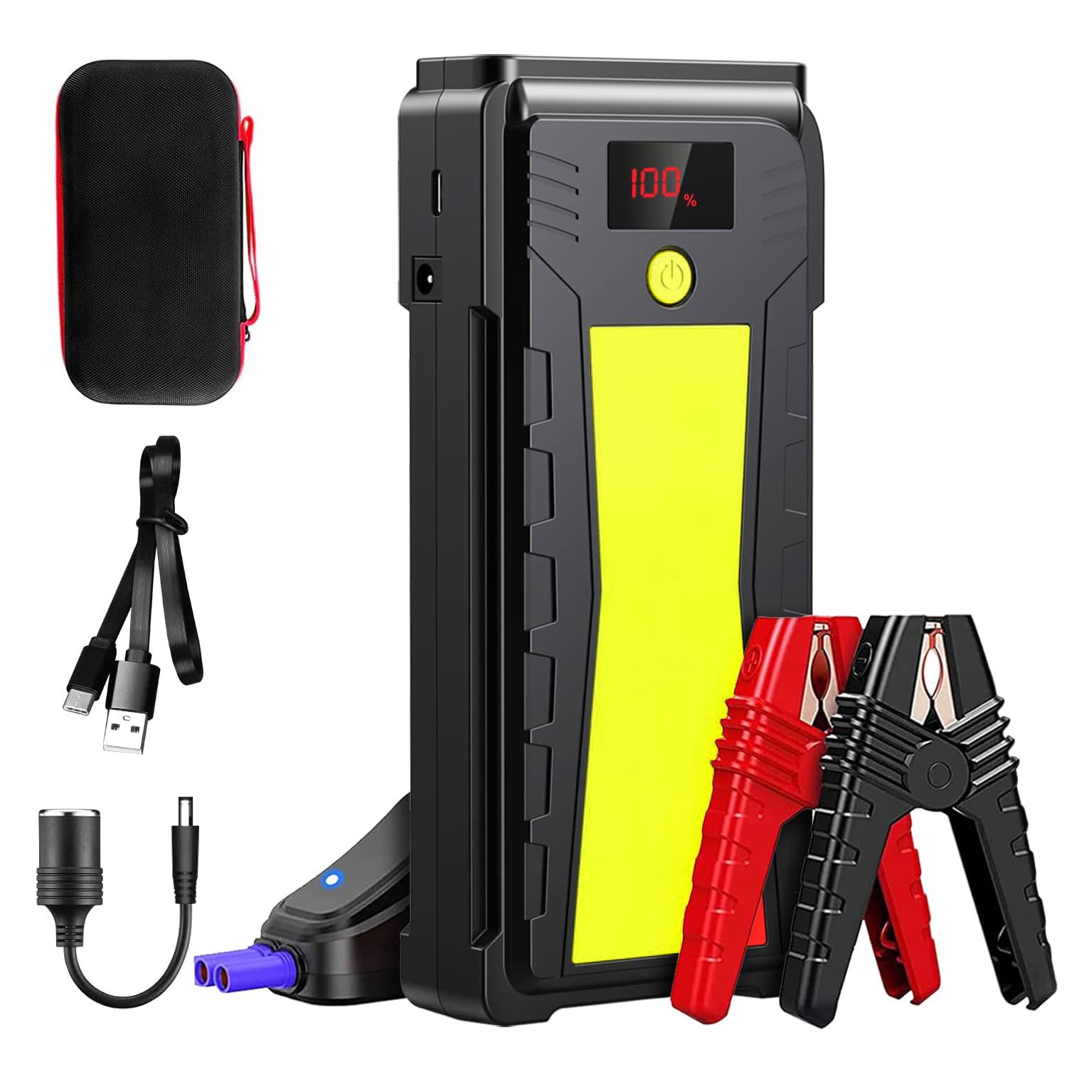 3-in-1 2500A 12V 21000mAh Portable Car Jump Starter with LCD Display - Battery Booster Pack & Power Bank for 8L Gas/6.5L Diesel Engines - Perfect Emergency Jump Box & Camping Gift for Men (Car, Truck, RV, Boat)