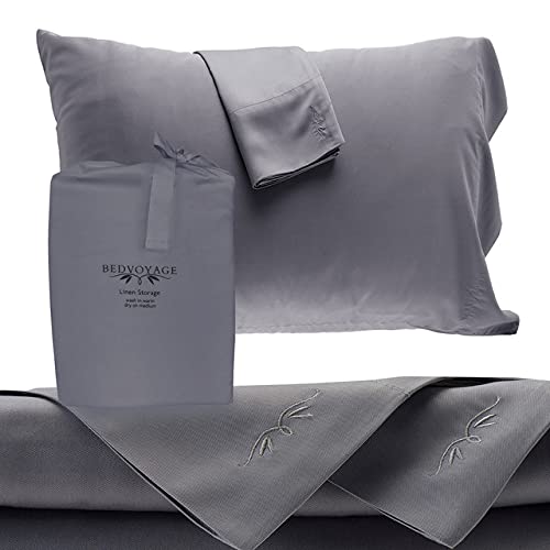 BedVoyage 100% Organic Bamboo Bed Sheets Set - Split King Size Cooling Bedding with Fitted Sheet, Flat Sheet & 2 Pillowcases - Soft Vegan Viscose Bamboo Fabric for Luxurious Sleep - Perfect for Hot Sleepers & Eco-Friendly Homes