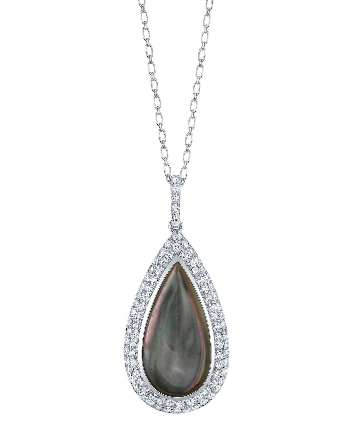 15mm Genuine Black Mother of Pearl Cultured Pearl Pendant Necklace for Women | Elegant Jewelry Gift for Anniversary, Wedding & Special Occasions
