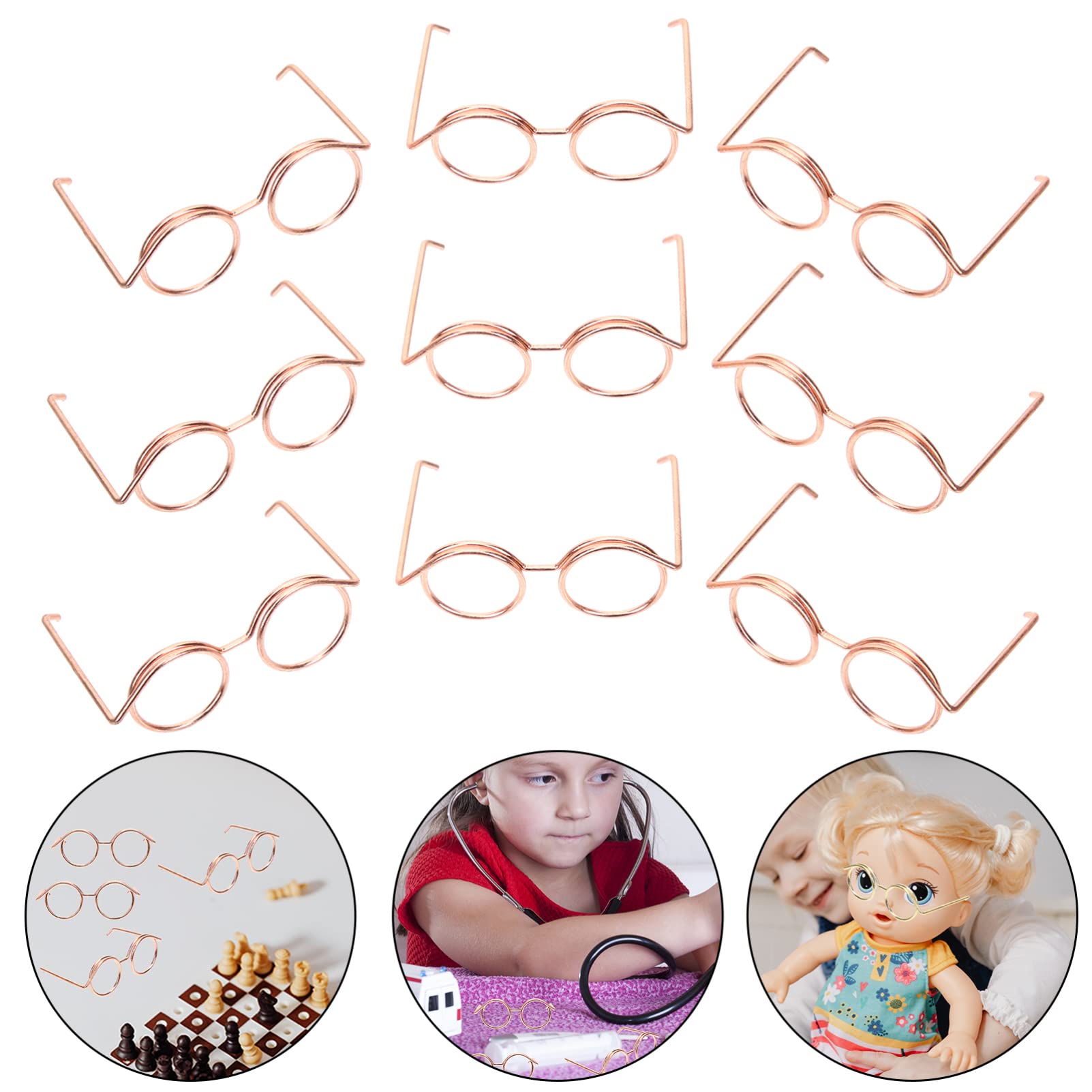 Alipis Clear Doll Sunglasses - 10pcs Round Metal Wire Rim Eyeglasses for Baby Dolls, Pets & Kids Costume Dress Up | Perfect for Pretend Play, Tea Parties & Photo Props