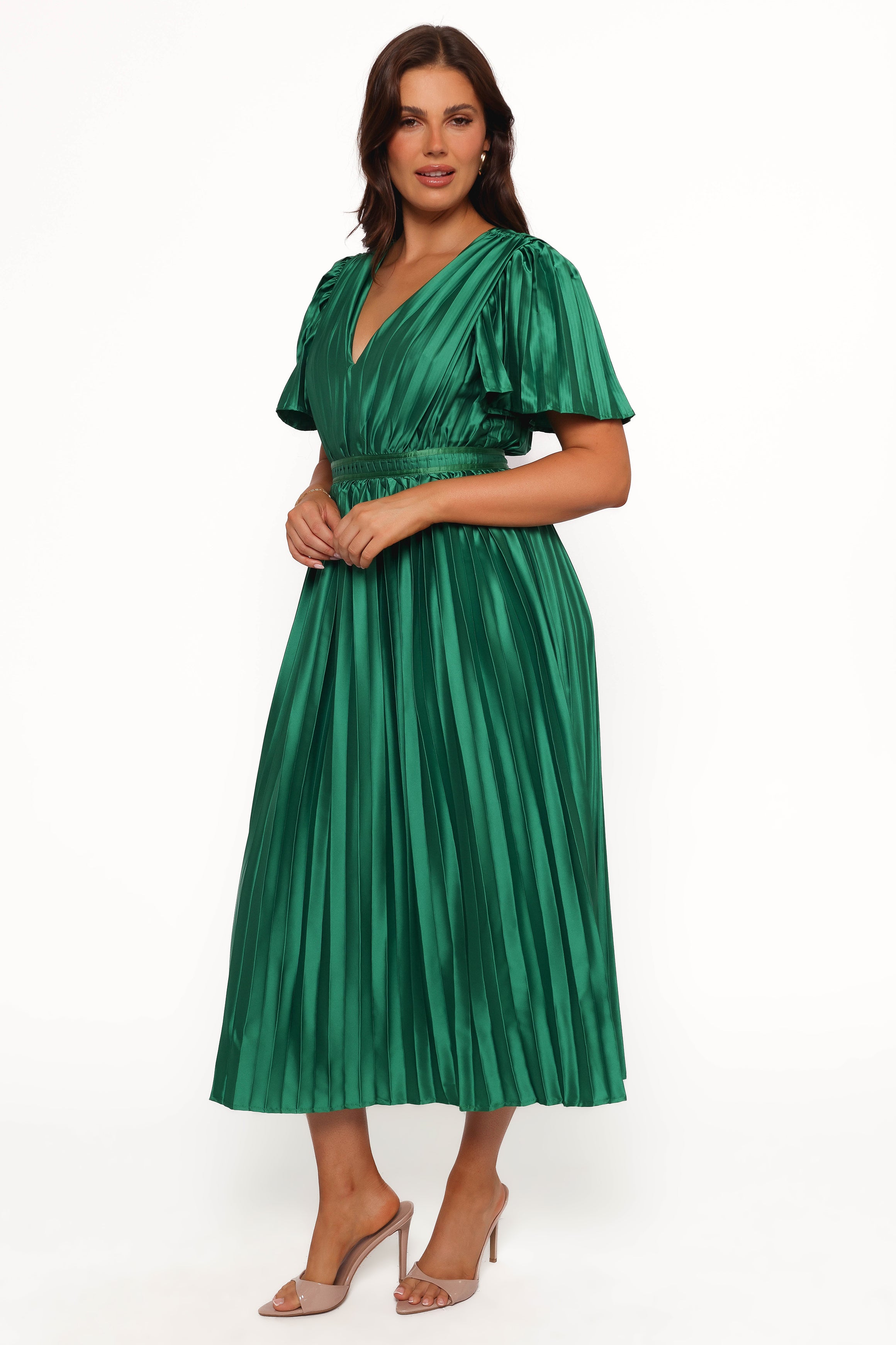Keelah Midi Dress - Elegant Emerald Green Flowy Summer Dress for Women | Perfect for Weddings, Parties & Beach Vacations