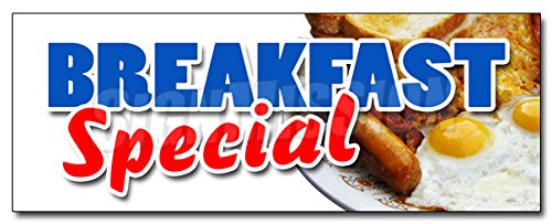 48-Inch Breakfast Special Decorative Wall Decal Sticker - Waffle, Pancake, Bacon & Egg All-You-Can-Eat Design | Perfect for Kitchen, Diner & Cafe Decor