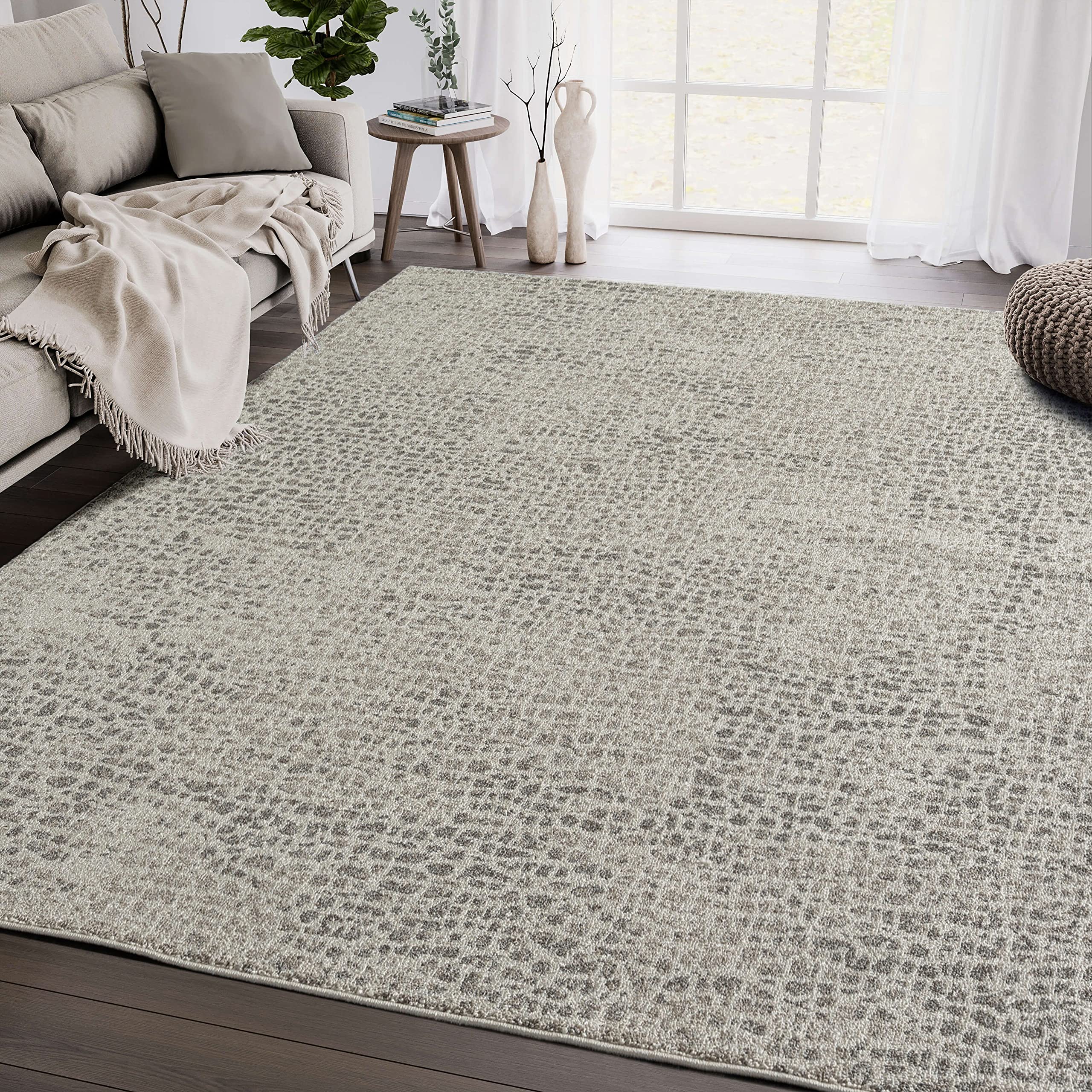 Abani 6x9 Farmhouse Area Rug - Stain & Shed Resistant Large Rectangle Rug for Living Room & Dining Room, Brown Beige Small Pebbles Design - Perfect for Farmhouse Decor, Cozy Home & High Traffic Areas