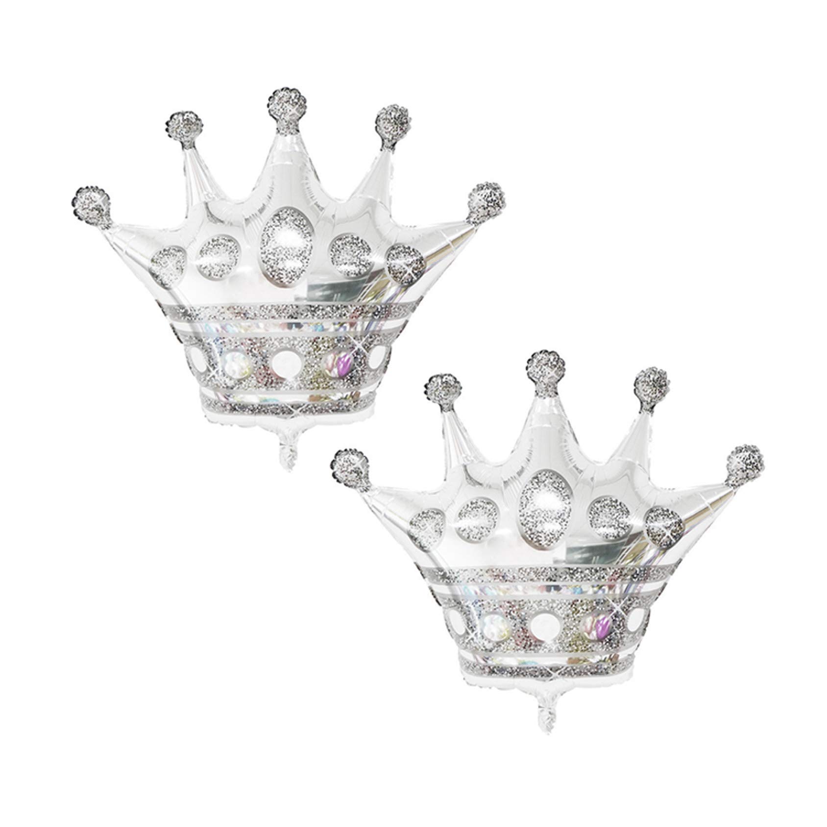 40 Inch Large Silver Crown Foil Balloons (2 Pack) - Mylar Party Balloons for Birthday, Wedding, Christmas Decorations - Perfect for Royal Themed Parties, Anniversary Celebrations & Photo Backdrops