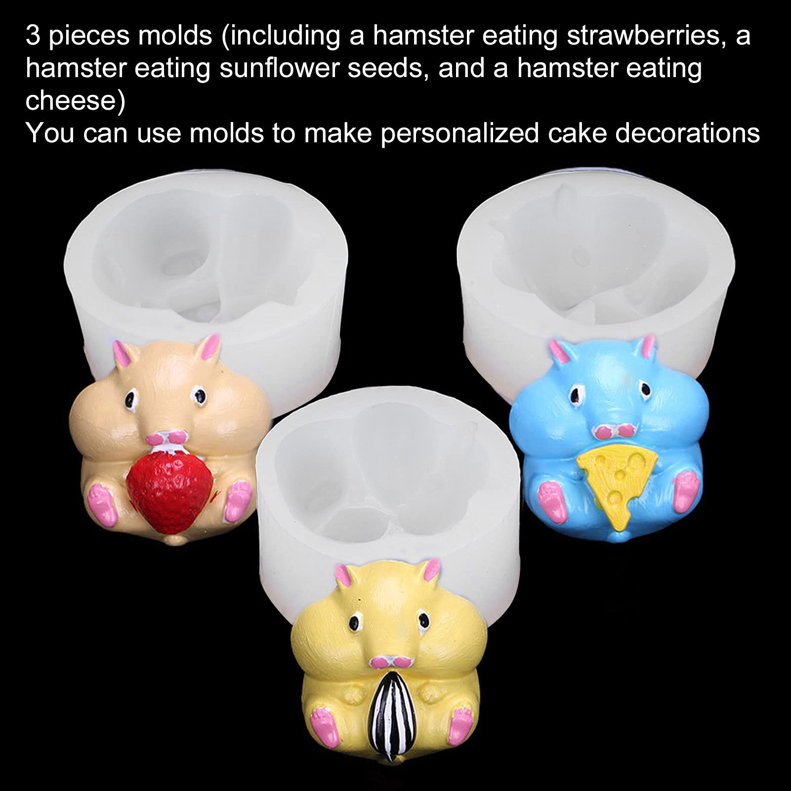 3PCS Silicone Hamster Resin Molds for DIY Crafts - Perfect for Animal Themed Parties, Baby Showers & Home Decor