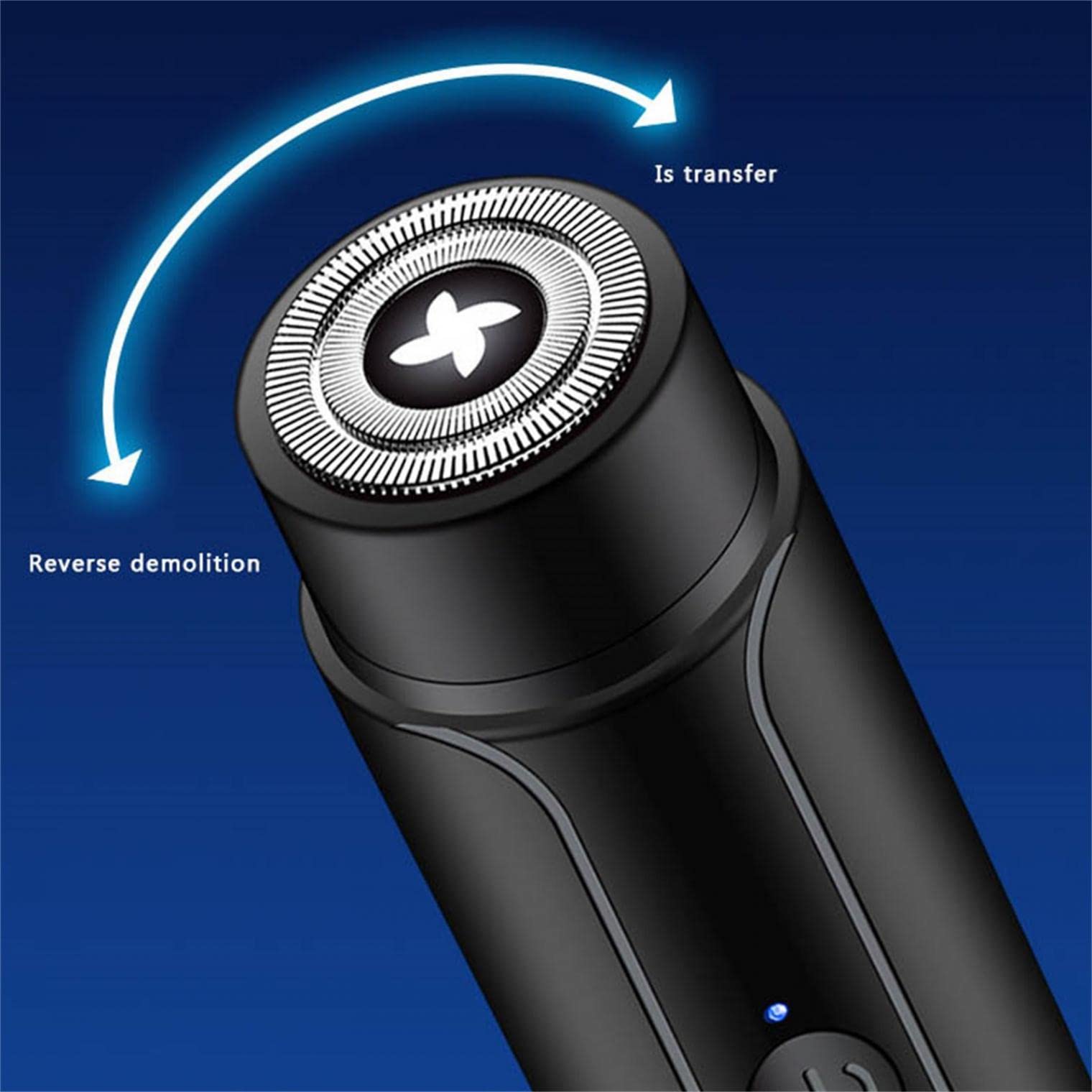 Men's Electric Shaver - Mini Portable Waterproof Cordless Wet/Dry Beard Trimmer & Body Groomer - Blue - Perfect for Travel, Gym & Daily Shaving