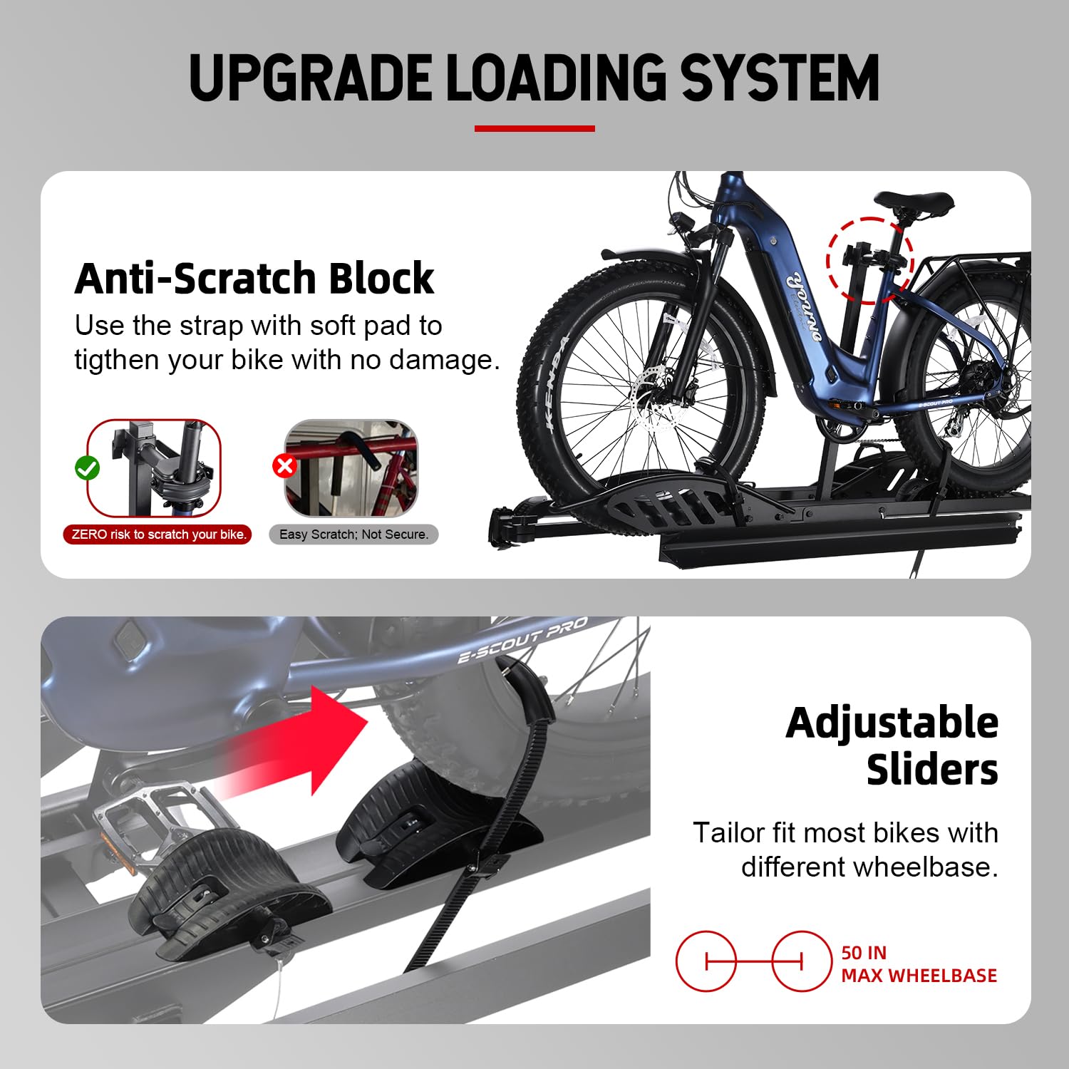 Foldable 2-Bike Rack with Ramp Mate R - 200 lbs Capacity E-Bike Carrier for Cars, Trucks, SUVs & RVs | Fits 5'' Fat Tire Electric Bicycles | 2'' Receiver Hitch | Perfect for Road Trips, Camping & Outdoor Adventures