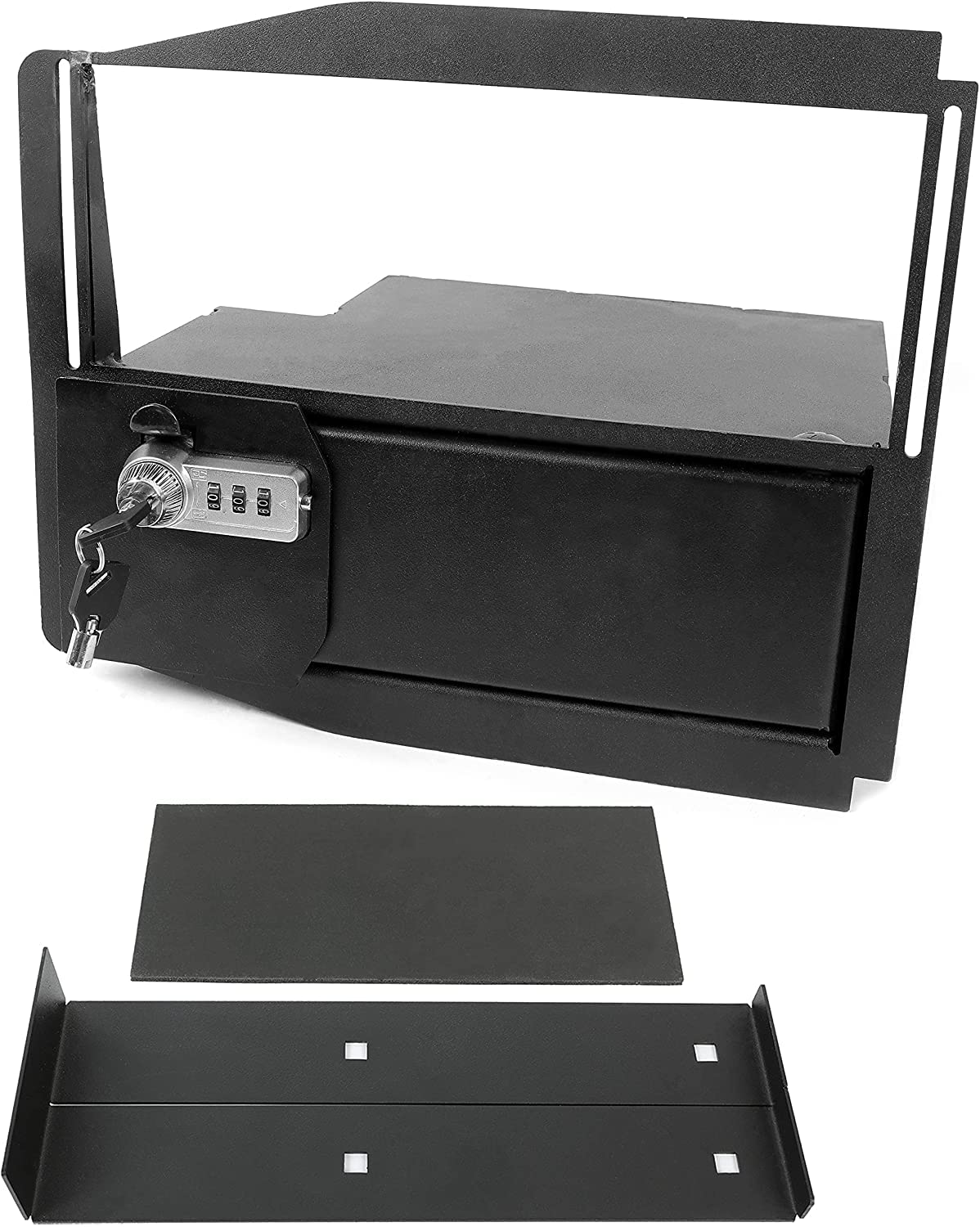 HECASA Heavy Duty Center Console Safe Lock Box - Compatible with 2015-2022 Ford F150 Raptor F250 F350 Super Duty Trucks | Powder Coated Steel Security Storage | Perfect for Guns, Cash & Valuables Protection in Your Vehicle