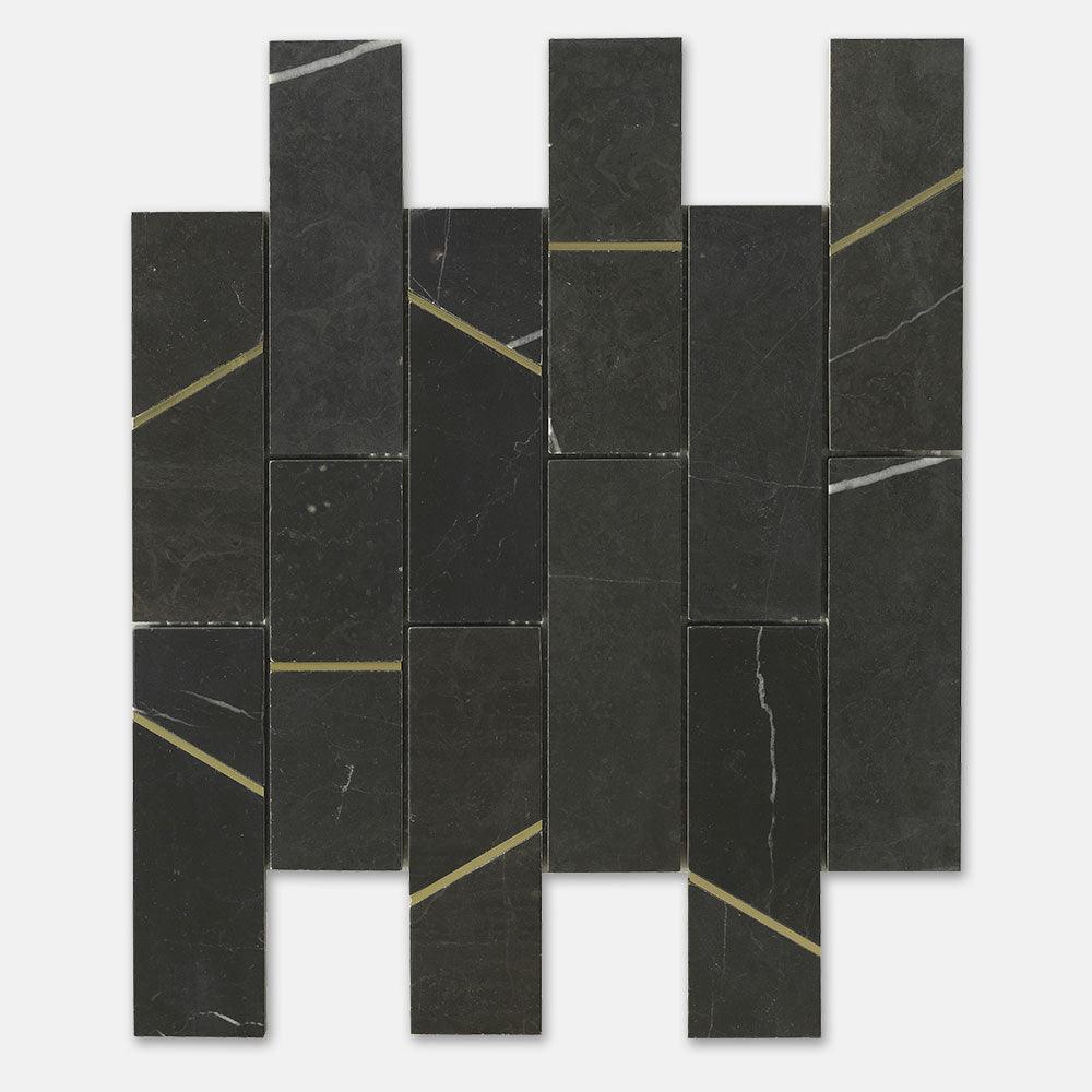 Premium Nero Marquina Honed Marble Mosaic Tile Sheets - Elegant Black & White Geometric Pattern for Kitchen Backsplash, Bathroom Wall, and Shower Floor - 12x12 Inch (per sheet)
