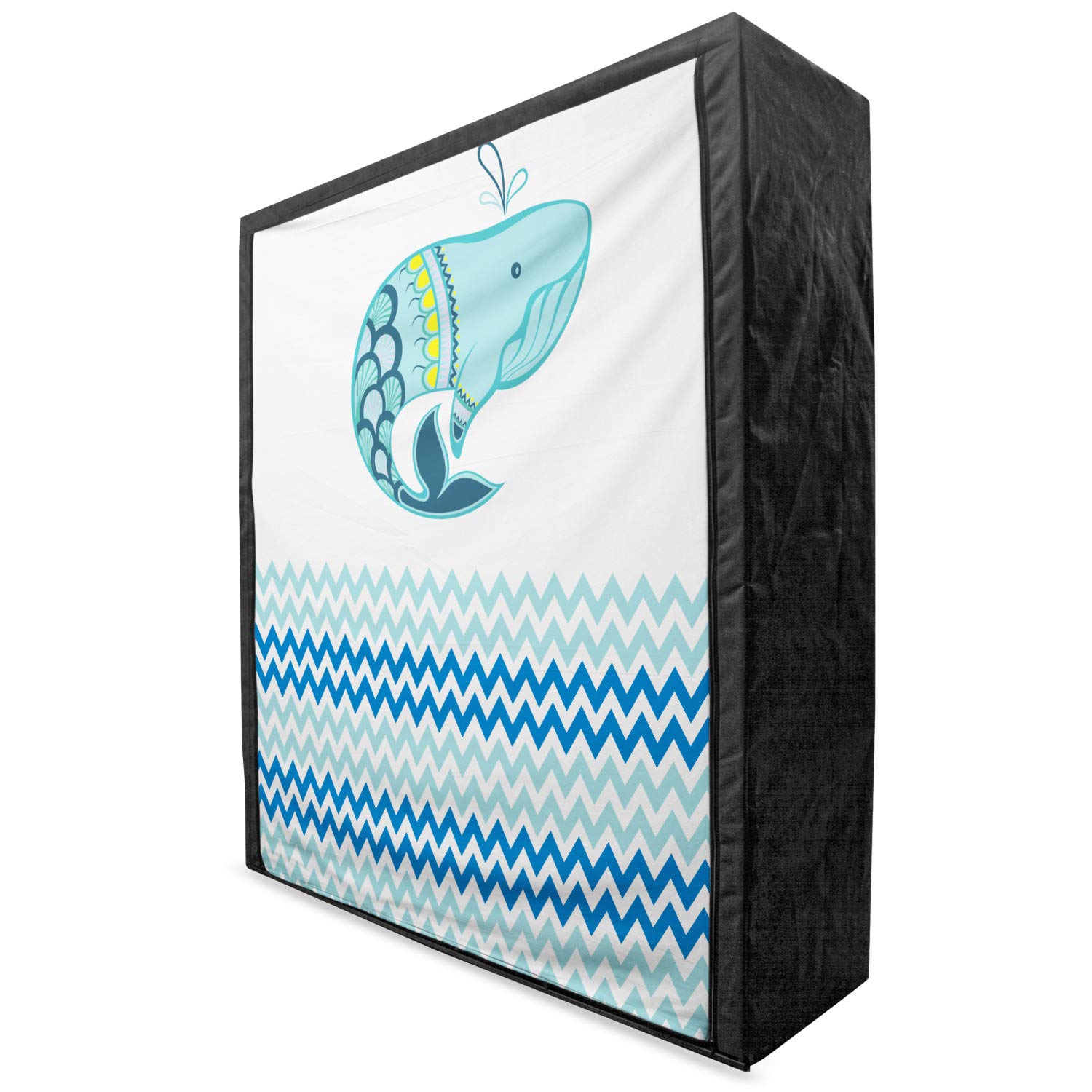 Ambesonne Blue and White Whale Portable Fabric Wardrobe - 59