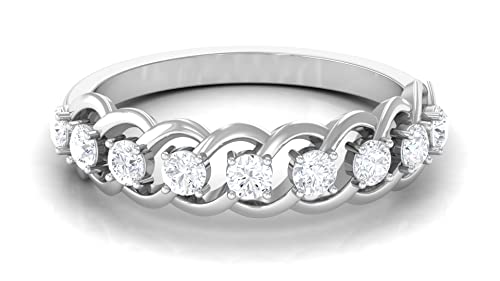 0.75 CT Moissanite Half Eternity Ring for Women - 14K Solid Gold Round Moissanite Semi Eternity Wedding Band - Elegant Braided Design for Anniversary, Engagement & Special Occasions