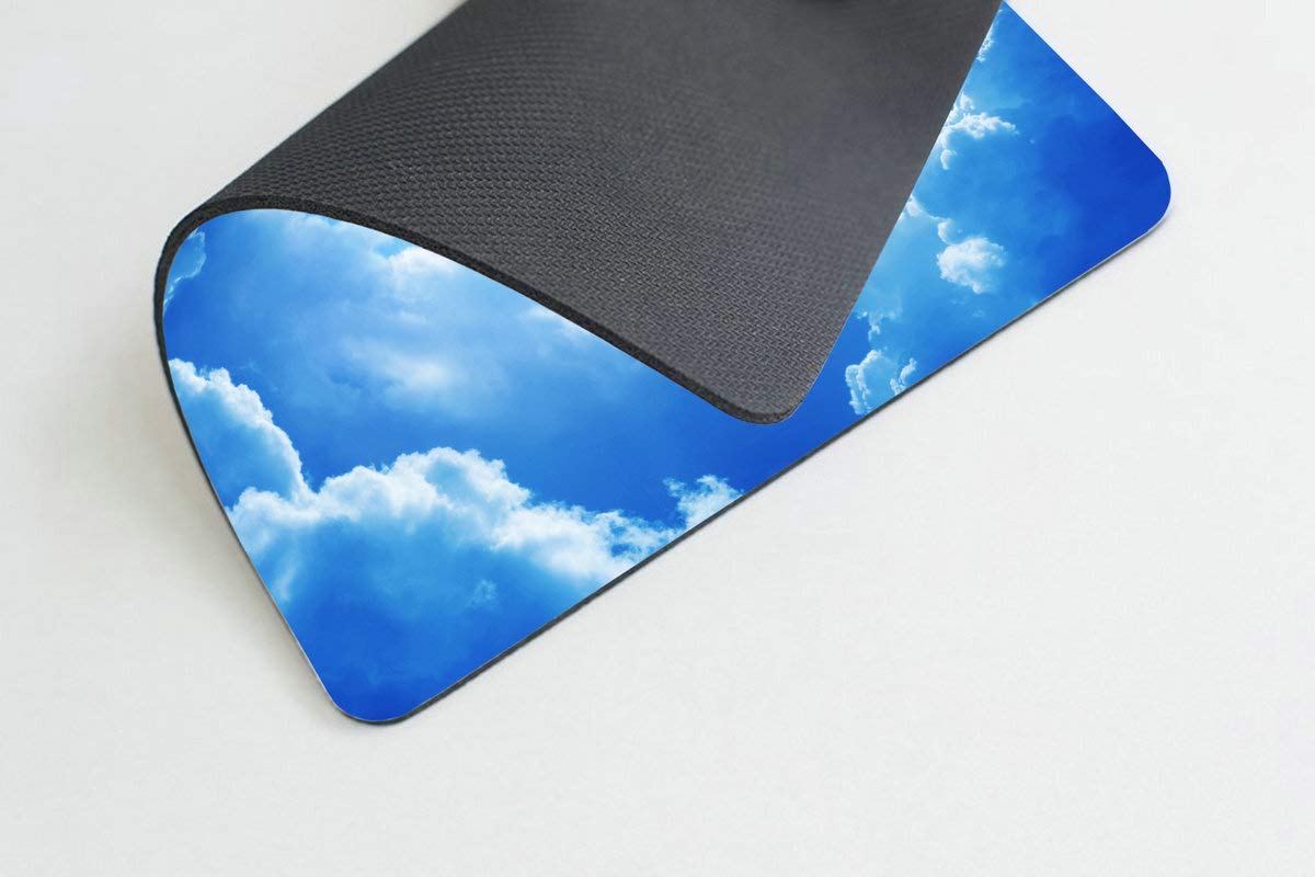 Custom Non-Slip Gaming Mouse Pad with Cute Art Design - Blue Sky White Clouds Pattern for Mac, PC & Computers | Perfect for Office Work & Gaming | Ergonomic Rubber Base for Smooth Mouse Movement