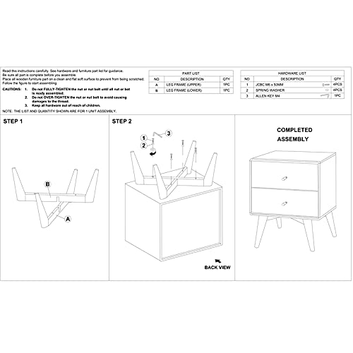 Home Square 3-Piece Solid Wood Bedroom Dresser & Nightstand Set in Walnut/White - Premium Wooden Bedroom Furniture for Master Bedroom, Guest Room, and Apartment Decor