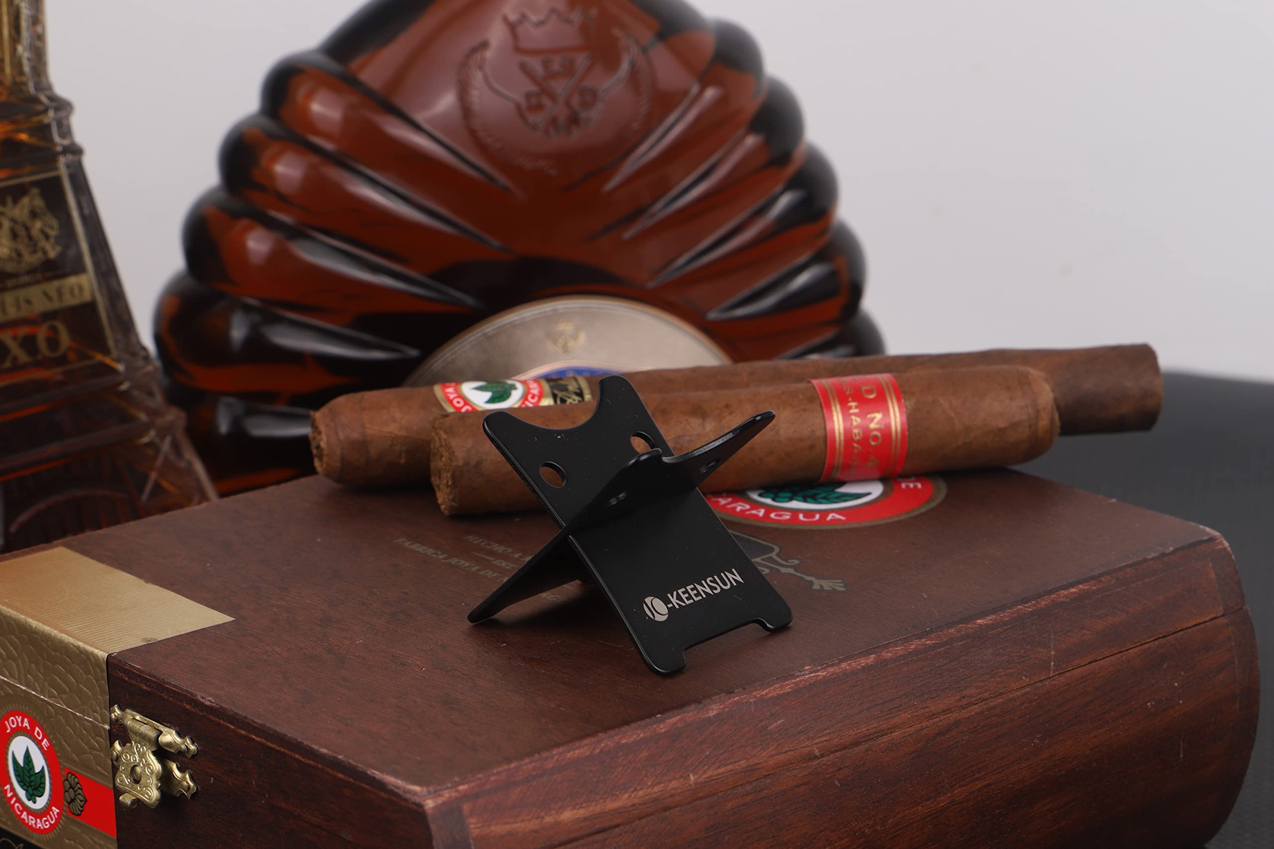 Premium Stainless Steel Cigar Stand Holder - Double Guillotine Cigar Rest with Gift Box | Portable & Durable for Home, Office, or Outdoor Use | Perfect Cigar Accessories for Enthusiasts
