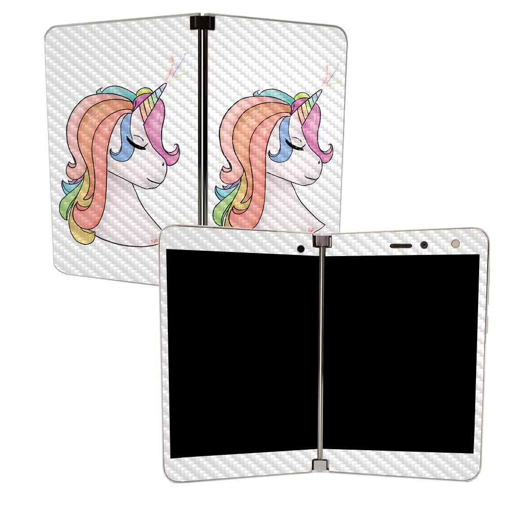 MIGHTY SKINS Carbon Fiber Skin for Microsoft Surface Duo - Unicorn Magic | Protective & Durable Textured Cover | Easy to Apply | Made in USA | Perfect for Work, Travel & Everyday Protection