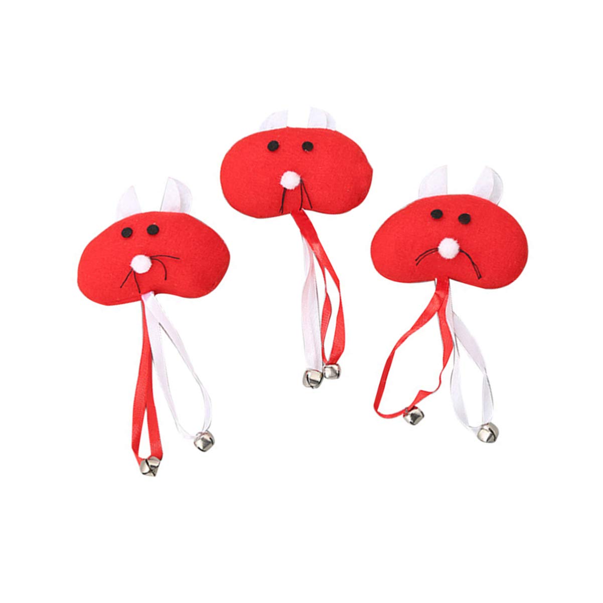 Amosfun 3-Piece Funny Bell Mouse Cat Toys - Plush Rat Toy for Cats - Interactive Christmas Pet Supplies - Fun Playtime & Training Toys for Kittens