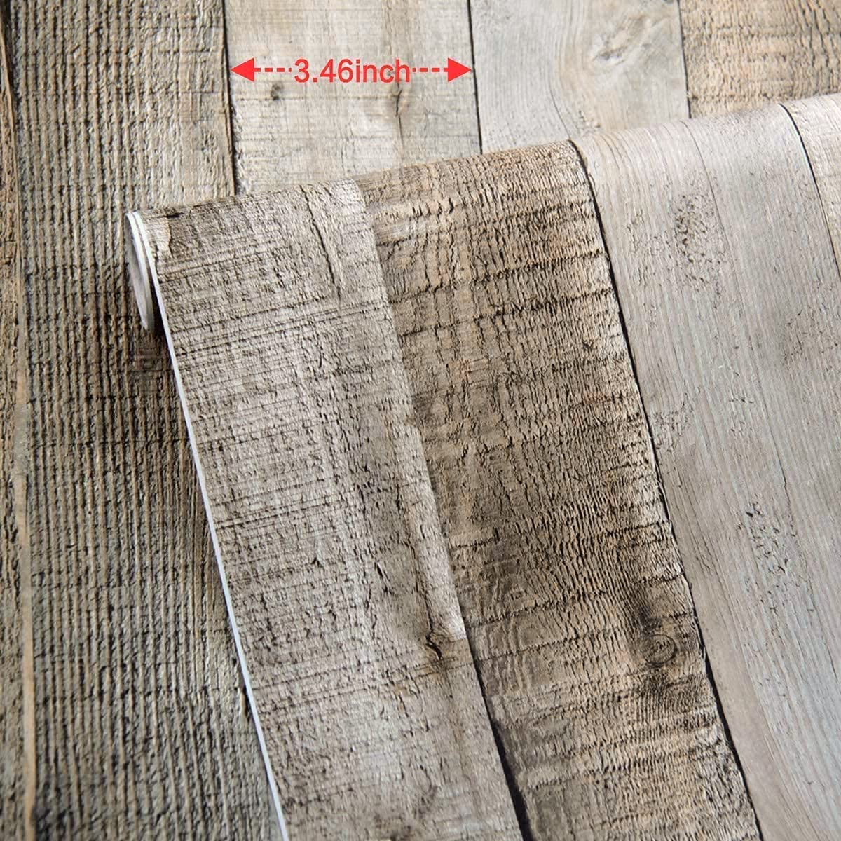 Livebor Light Gray Wood Contact Paper Peel and Stick Wallpaper - 17.7”x 236.2” Self-Adhesive Wood Plank Wallpaper for Kitchen Backsplash, Bathroom, Furniture, Shelves & DIY Home Decor