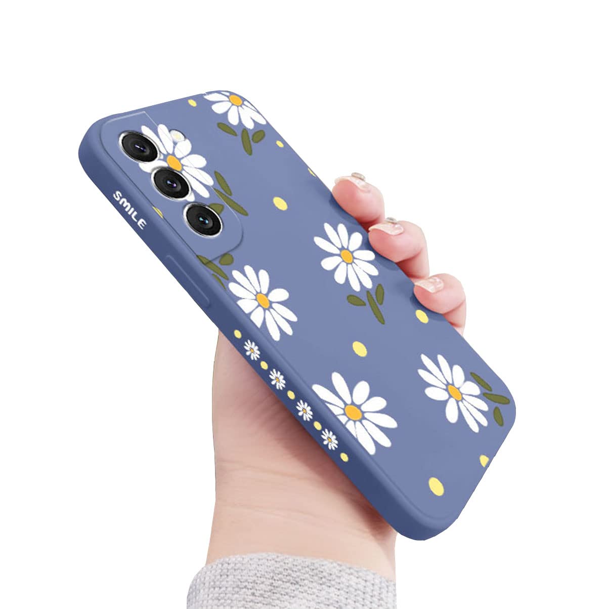 **Cute Daisy Pattern Galaxy S21+ Plus Case - Slim Shockproof TPU Bumper with Full Camera Lens Protection - Liquid Silicone Protective Cover for Samsung Galaxy S21+ Plus 5G (6.7
