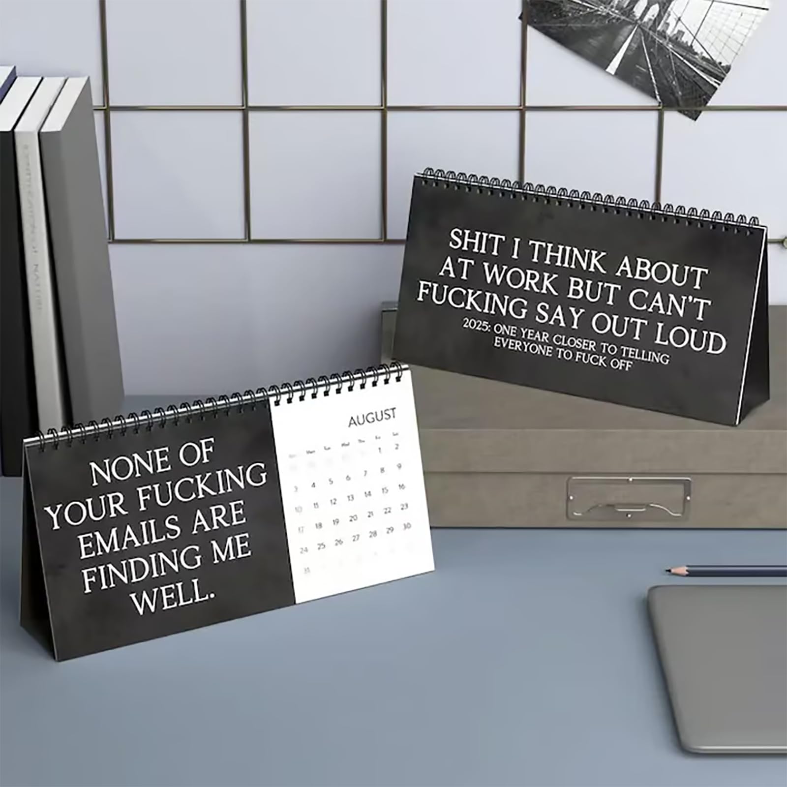 2025 Funny Desk Calendar - Office Humor & Swear Word Affirmations for Coworkers & Friends - Motivational & Demotivational Quotes - Perfect for Workplace, Home Office & Gifts (1PC)