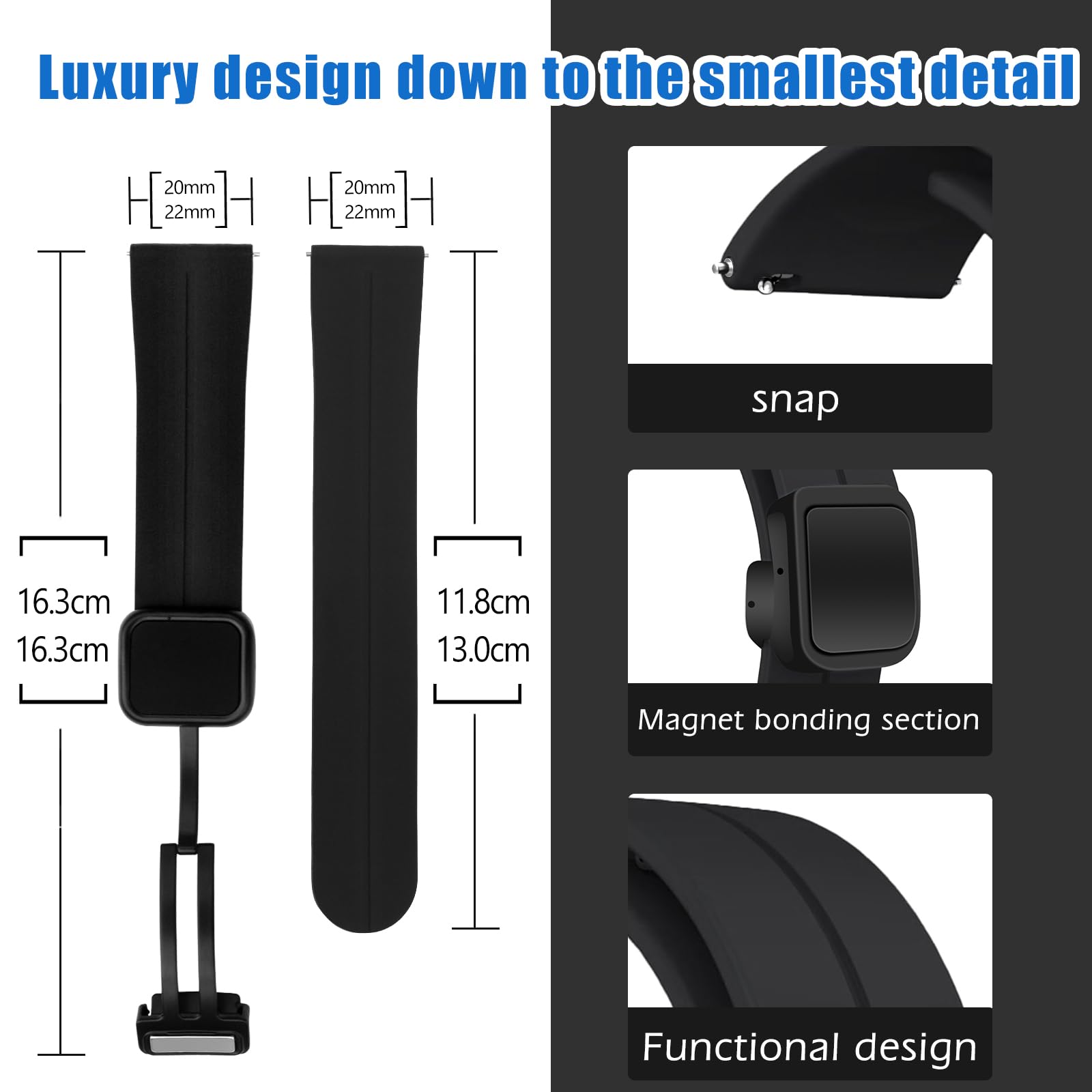 20mm 22mm Silicone Watch Band - Quick Release, Waterproof for Smartwatches - Perfect for Sports & Daily Wear
