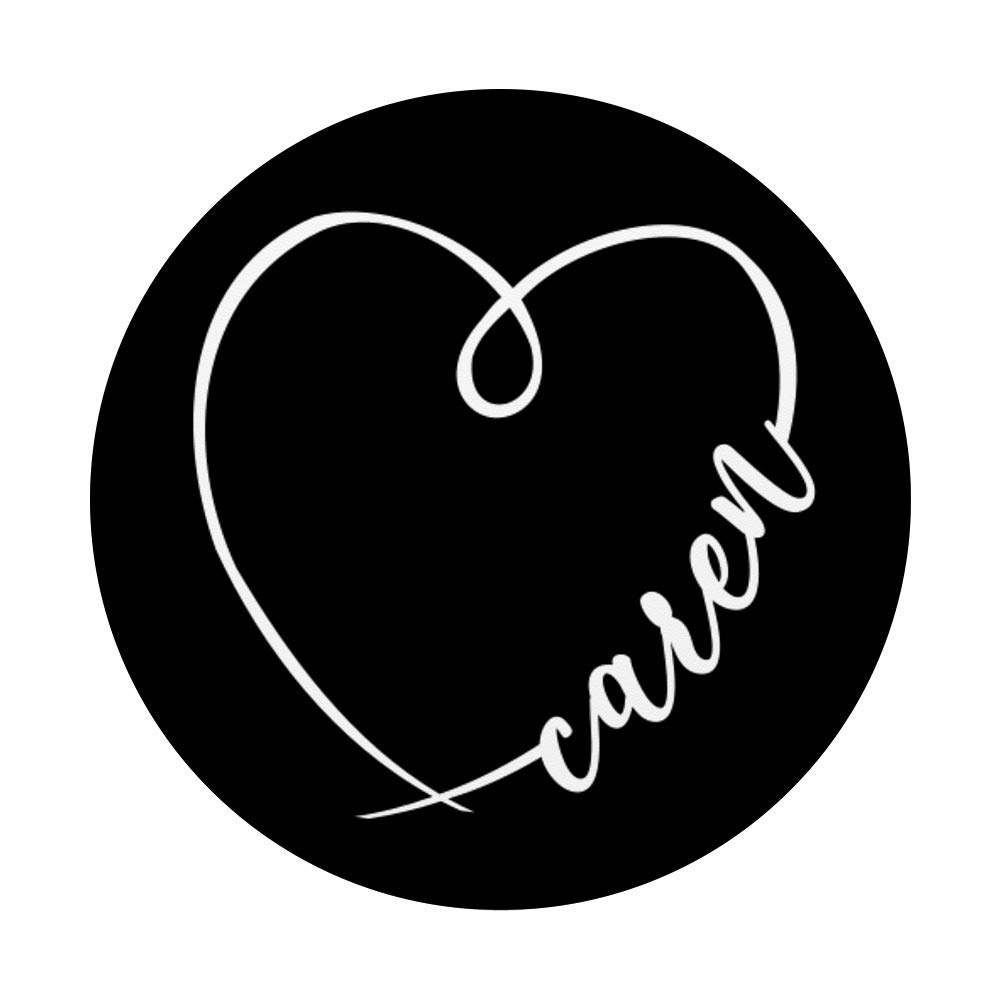 Minimalist Heart Calligraphy Caren Name PopSockets - Phone Grip & Stand for iPhone, Samsung, Tablets - Perfect for Daily Use, Travel, and Selfies