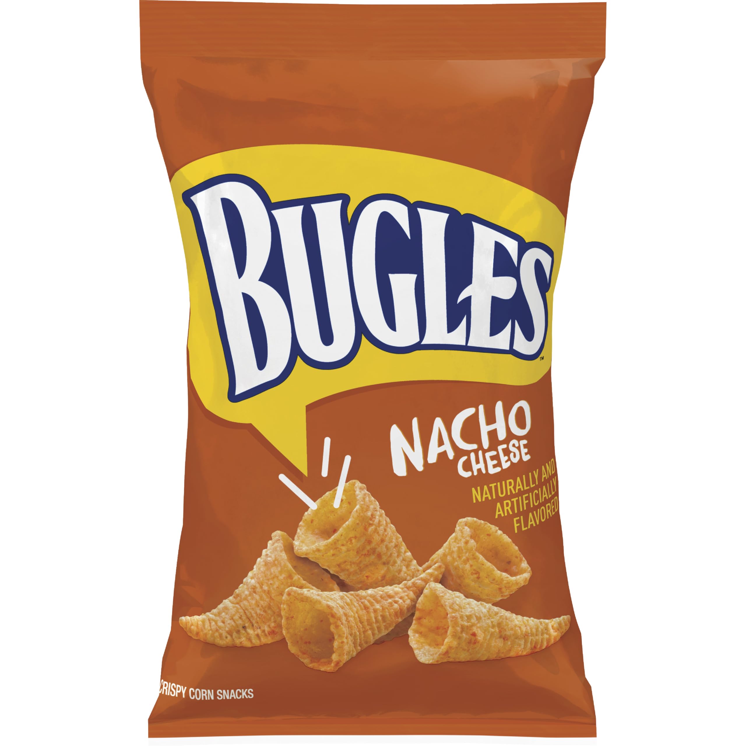 Bugles Nacho Cheese Corn Snacks, 0.875 Oz (Pack of 60) - Crunchy Party Snacks for Game Nights, Movie Time & Road Trips