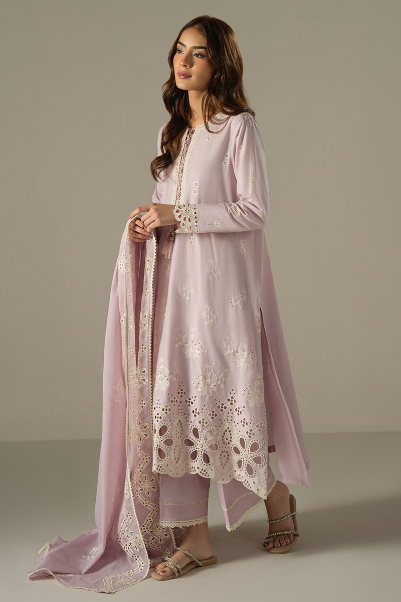 LILAC BLOOM 3-Piece Chikankari Suit Set - Hand Embroidered Floral Kurti with Dupatta & Pants - Traditional Indian Ethnic Wear for Women - Perfect for Weddings, Festivals & Special Occasions