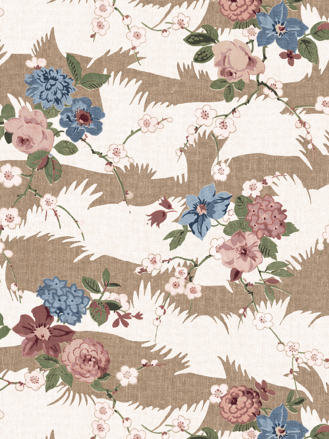 Nathan Turner Dora Chintz Wallpaper - Saddle Green Floral Pattern for Living Room & Bedroom Decor