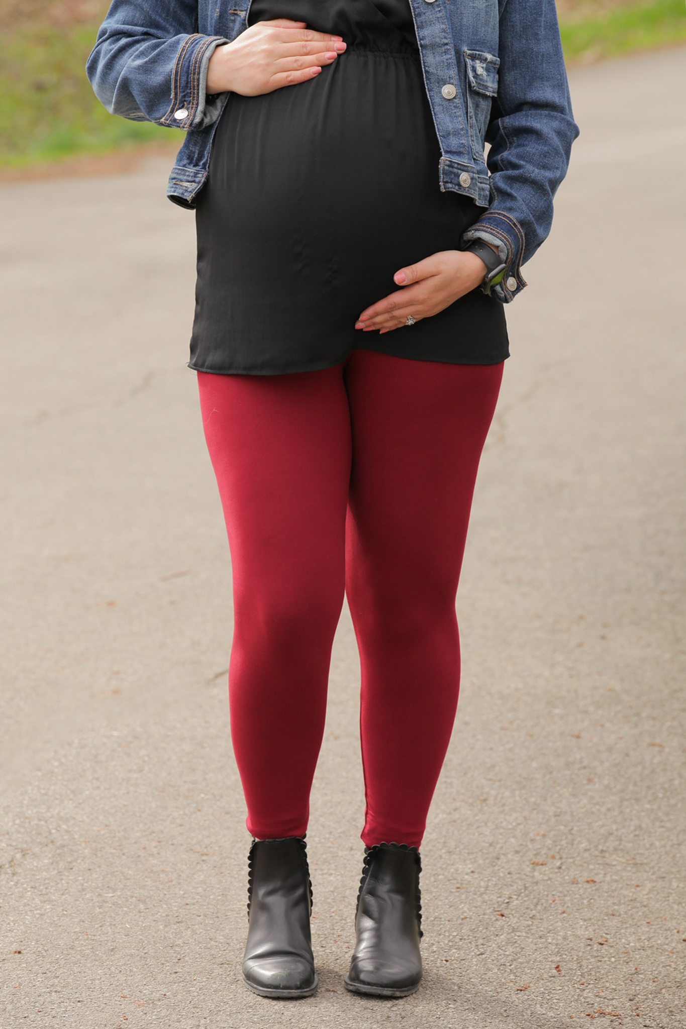 Burgundy Red Maternity Leggings - Comfortable Stretchy Pregnancy Pants for Women | Perfect for Yoga, Workout & Everyday Wear