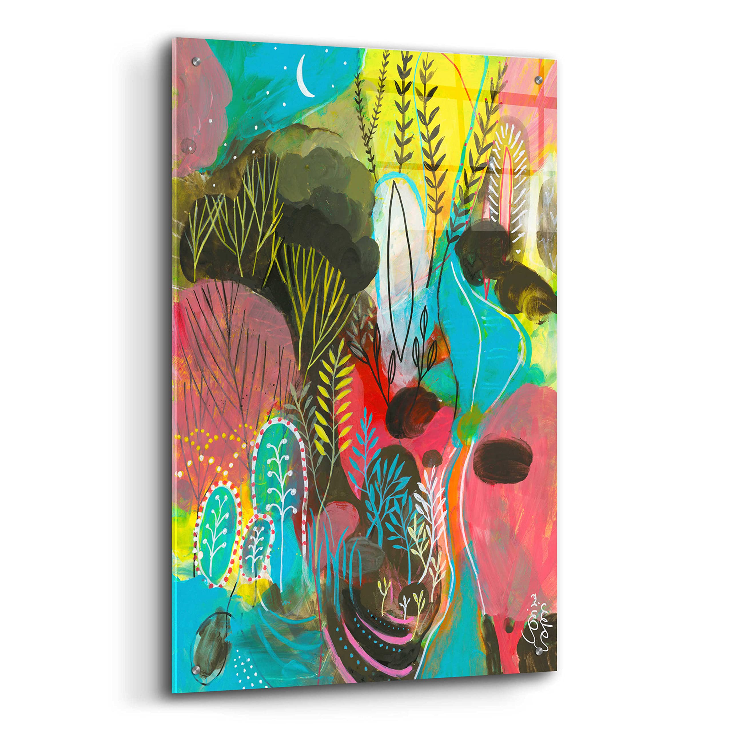 Water Cycles by Corina Capri - 24x36 Inch Acrylic Glass Wall Art Print - Modern Abstract Nature Painting for Living Room, Bedroom & Office Decor