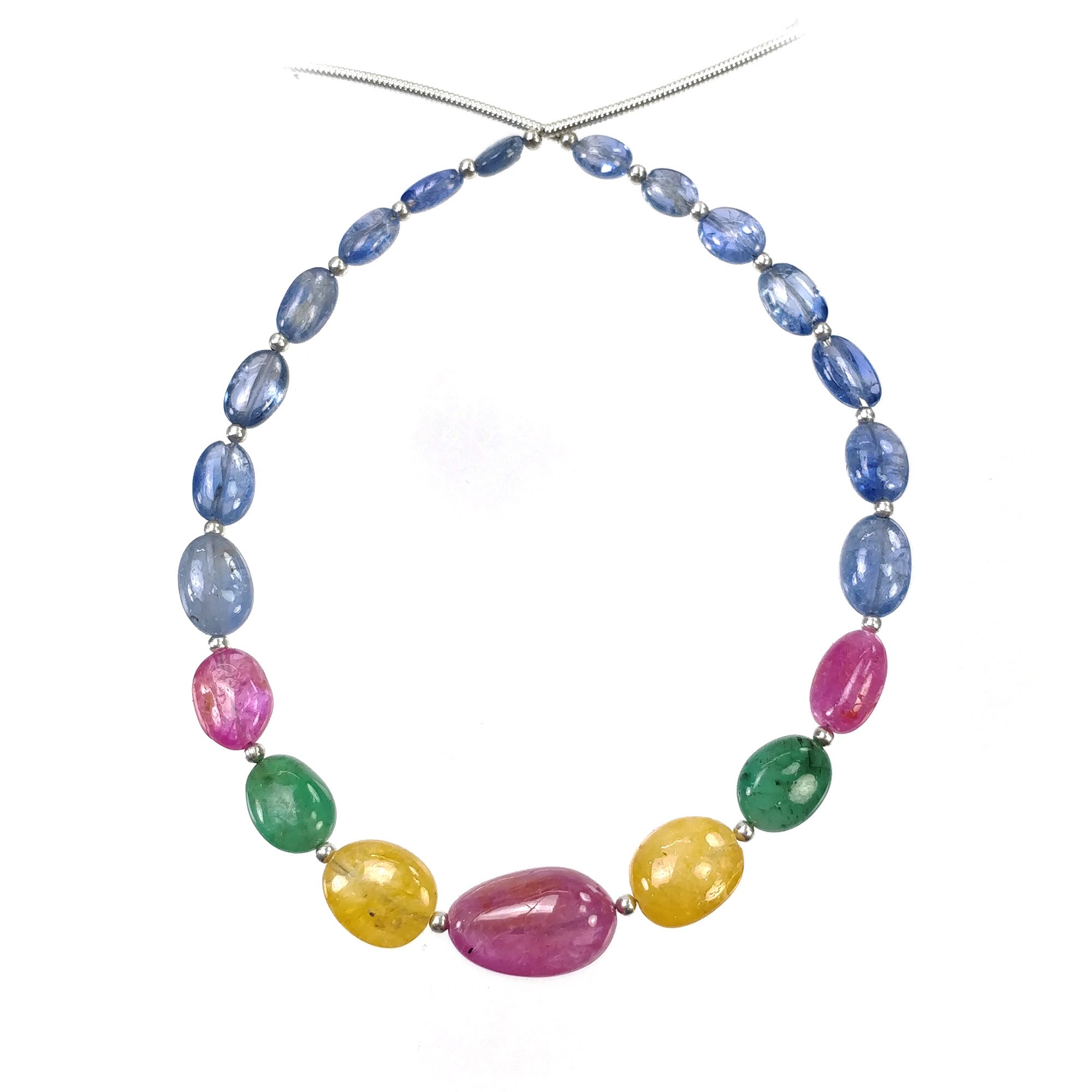 Natural Untreated Burmese Pink Blue & Yellow Sapphire Emerald Loose Beads - 41.00cts Oval Plain Nuggets (5*4mm to 13*8.5mm) for Jewelry Making, DIY Crafts & Gemstone Collection