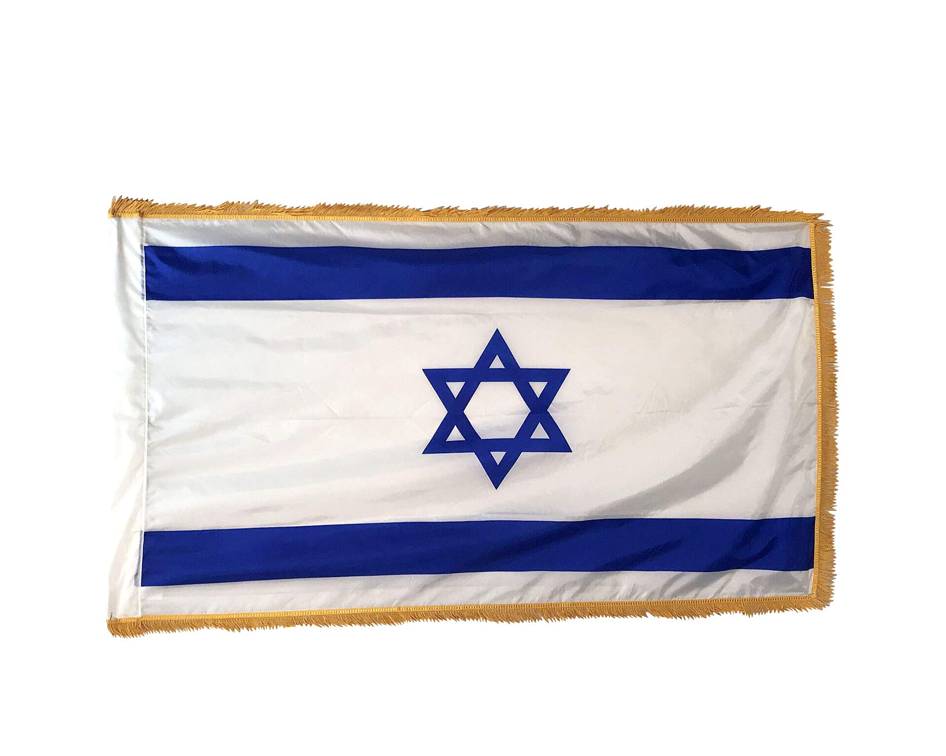 3x5' Israel Indoor Flag with Pole Hem & Gold Fringe - Premium Quality, Made in USA - Perfect for Home Decor, Office Display & Patriotic Events