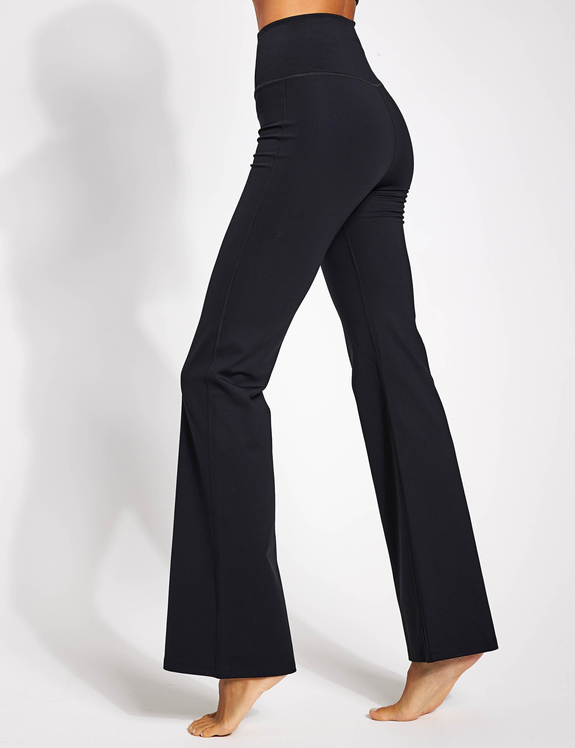 High Waist Compressive Flare Leggings for Women - Black | Yoga, Workout & Everyday Wear