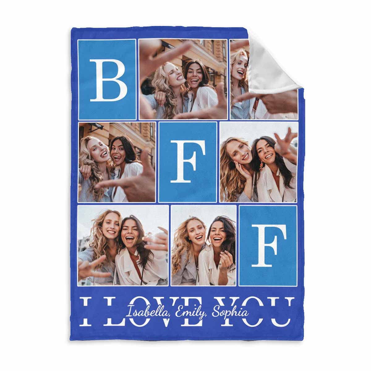 MyPupSocks Personalized Best Friend Blanket - Custom BFF I Love You Throw Blanket for Women & Girls | 50x60 Inch Soft Fleece Gift for Long Distance Friendship, Birthday, Bedroom Decor | Perfect for Cozy Nights, Movie Time & Gift Giving