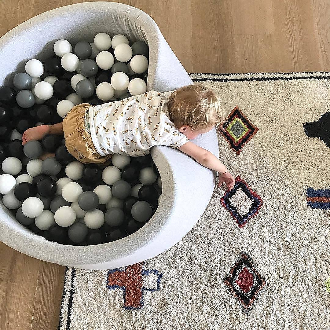 STARBOLO 100-Piece Plastic Ball Pit Balls - 2.2 Inch Play Pit Crawl Balls in Black, Grey & White for Kids Playpen, Pool & Tub Toys - Perfect for Indoor Playrooms, Birthday Parties & Sensory Play Activities