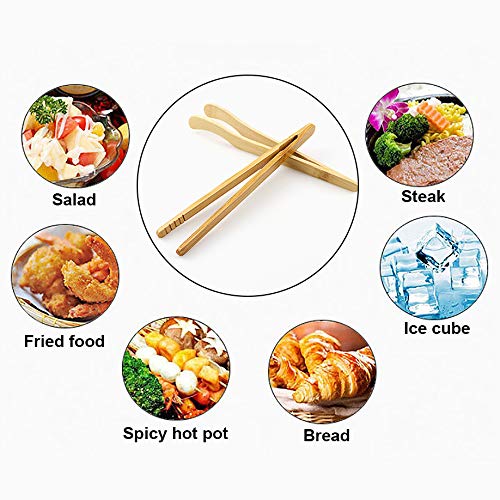 Hysagtek 8-Pack Bamboo Toast Tongs - 7.08 Inch Wooden Serving Utensils for Bread, Pickles, Tea & Meat - Perfect for Toaster, Cooking, BBQ & Kitchen Serving